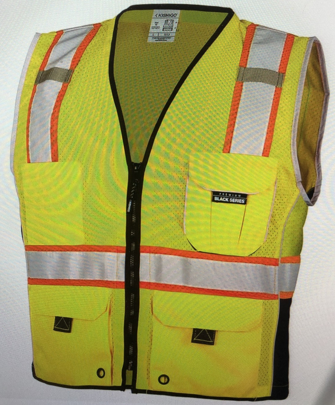 Kishigo Premium Black Series Heavy Duty Unisex Reflective Safety Vest,Lime,XL