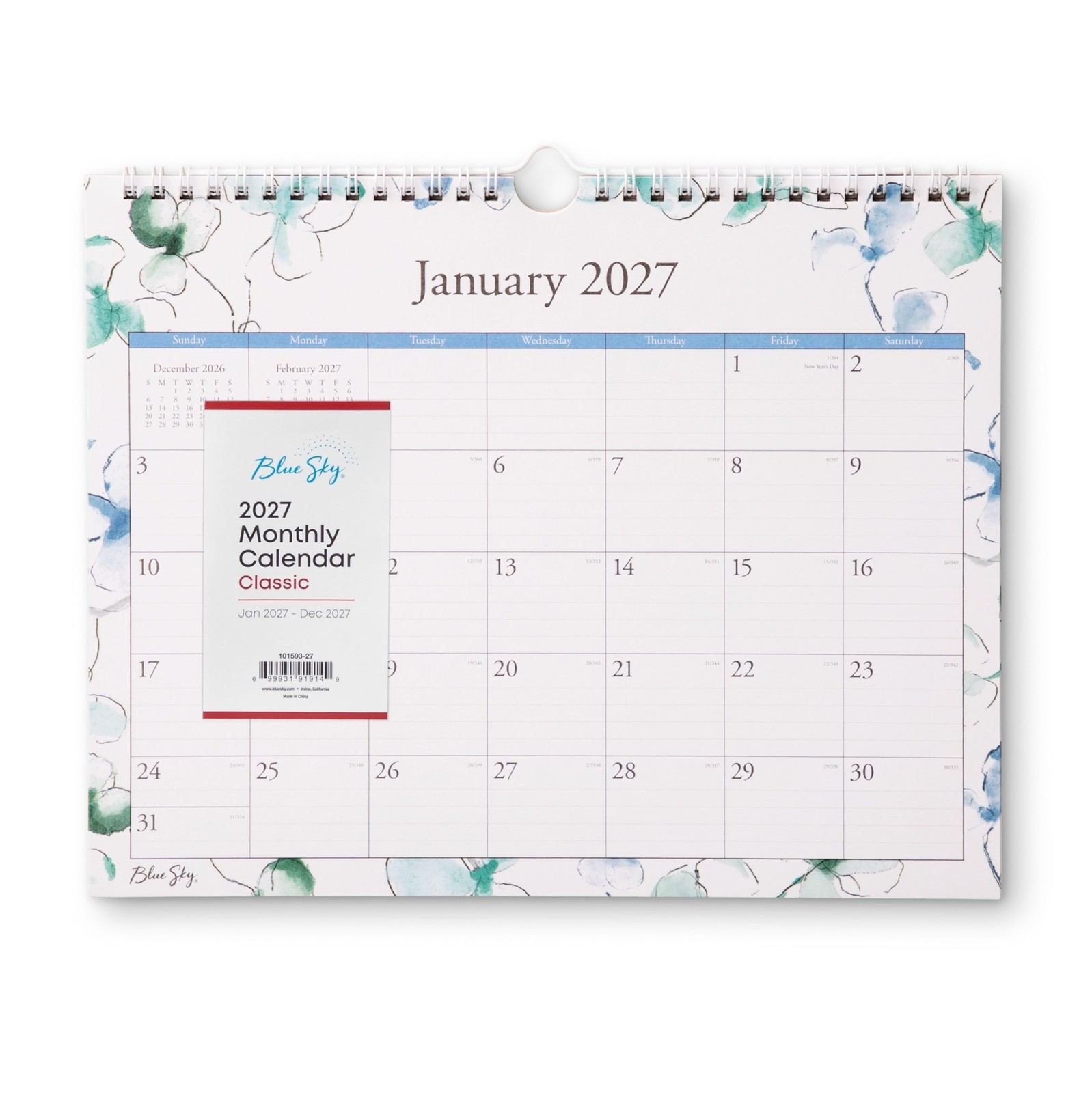 Blue Sky 2027 Monthly Wall Calendar, January 2027 – December 2027, Durable Tw…
