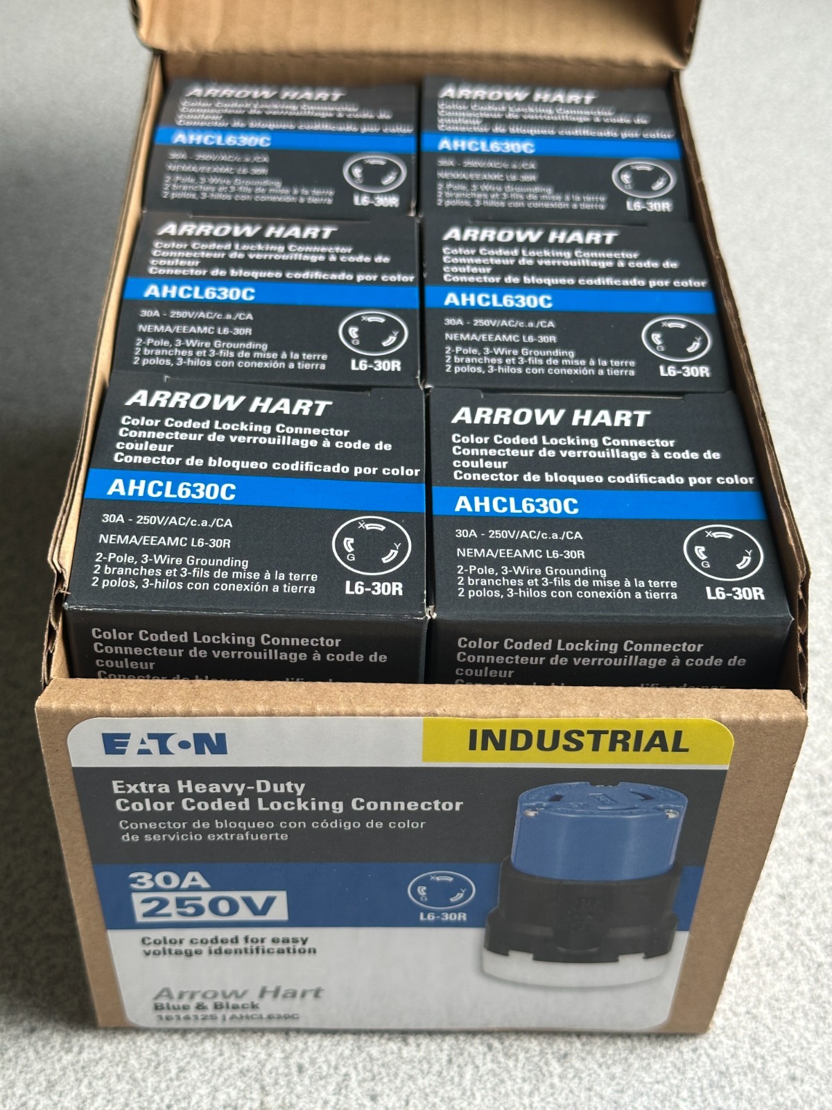 6 NEW Eaton Arrow Hart AHCL630C Blue 30A Locking Connector L6-30R 250V 2P 3W LOT