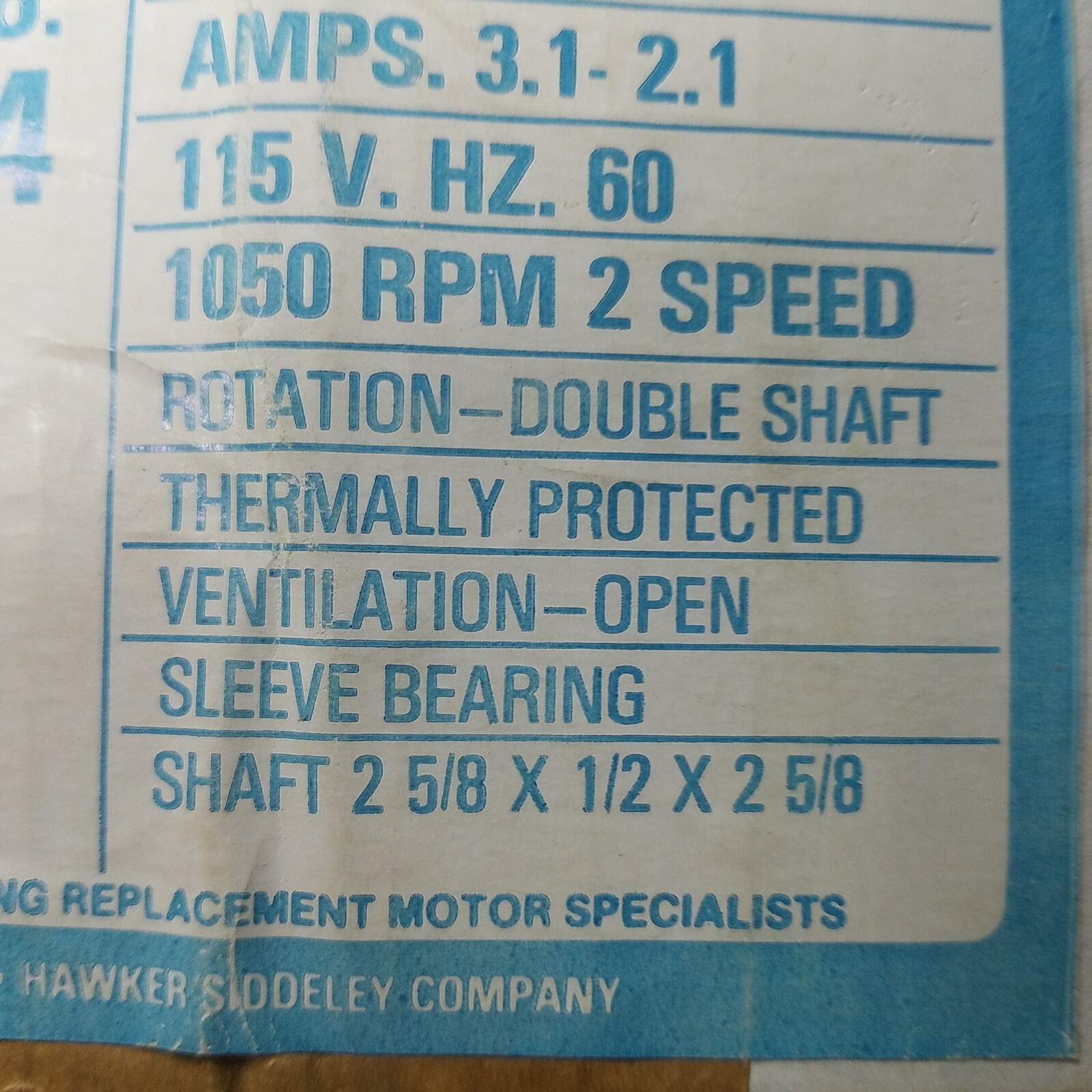Fasco D1014 Motor, 1/10-1/20HP, OPEN-VEN, 1050 RPM, 115V, 60 HZ, 2 SPEED