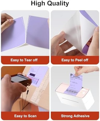 Phomemo 4×6 Thermal Labels for Shipping Label Printer – 500PCS Purple Mailing…