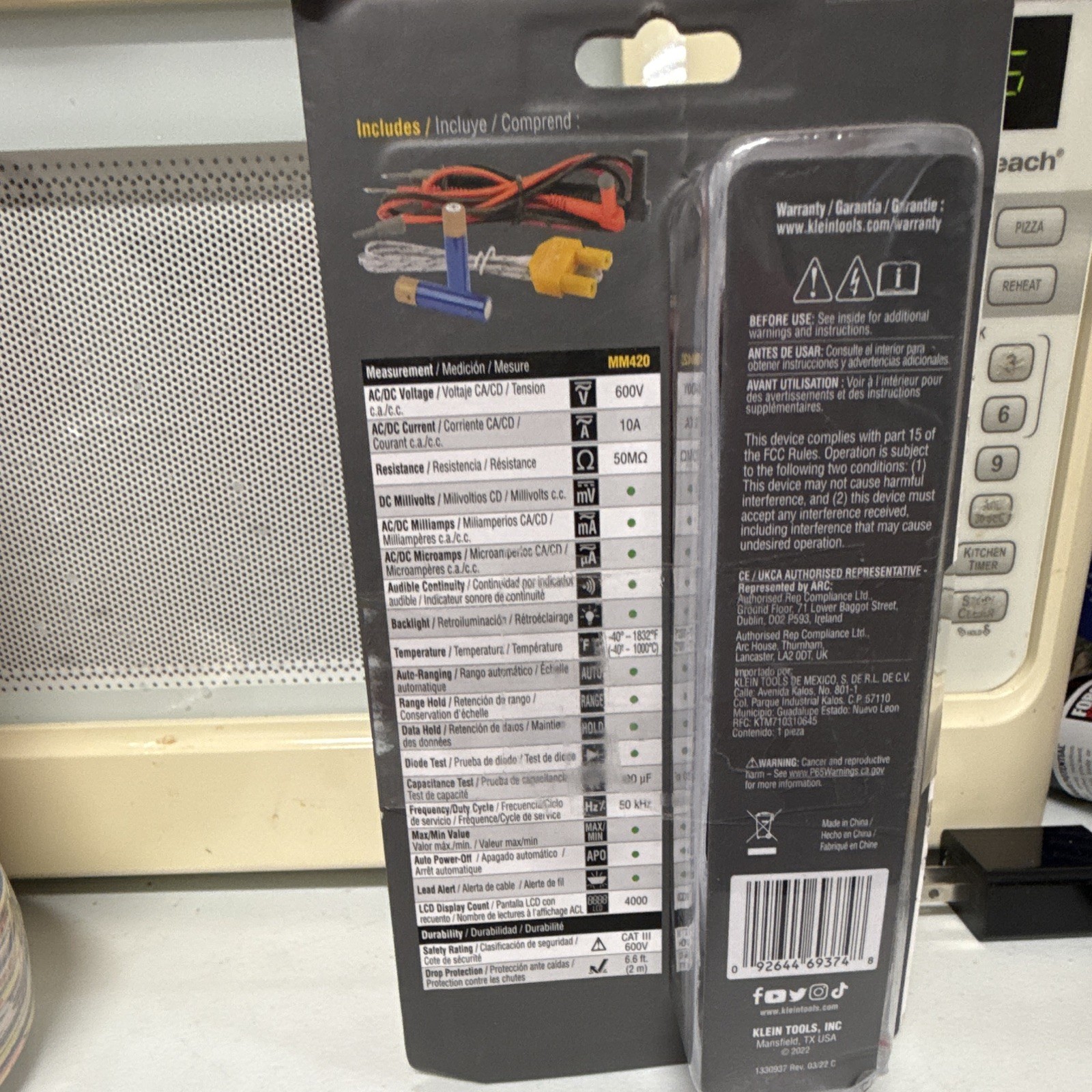 Klein Tools MM420 True RMS Auto-Ranging Multimeter CAT III 600V 10A 4000