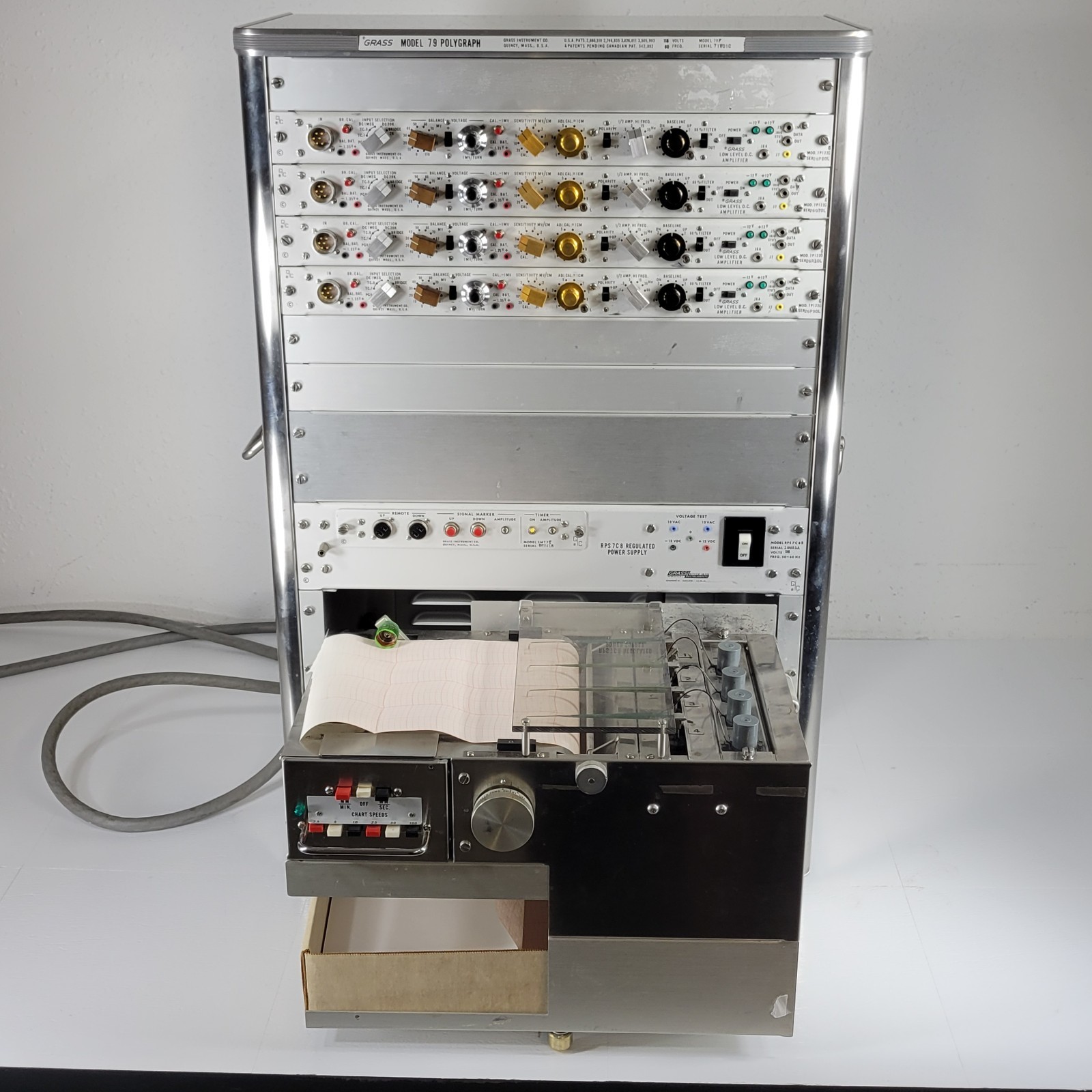 Tested Vintage Grass 79F Polygraph 4-Channel w/RPS 7C8 Regulator And 79W8G Chart