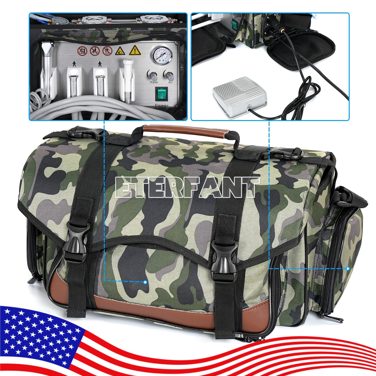 ETERFANT Dental Portable Delivery Unit Air Compressor Syring Suction System 4H