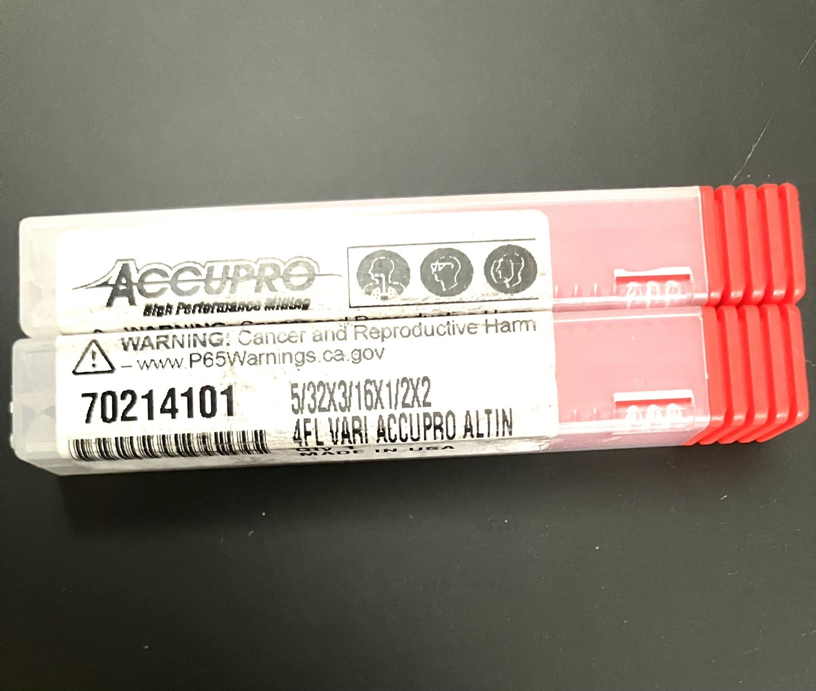 2PCS Accupro 70214101 5/32″ 4 Flute Square End Mill Solid Carbide AlTiN CNC New