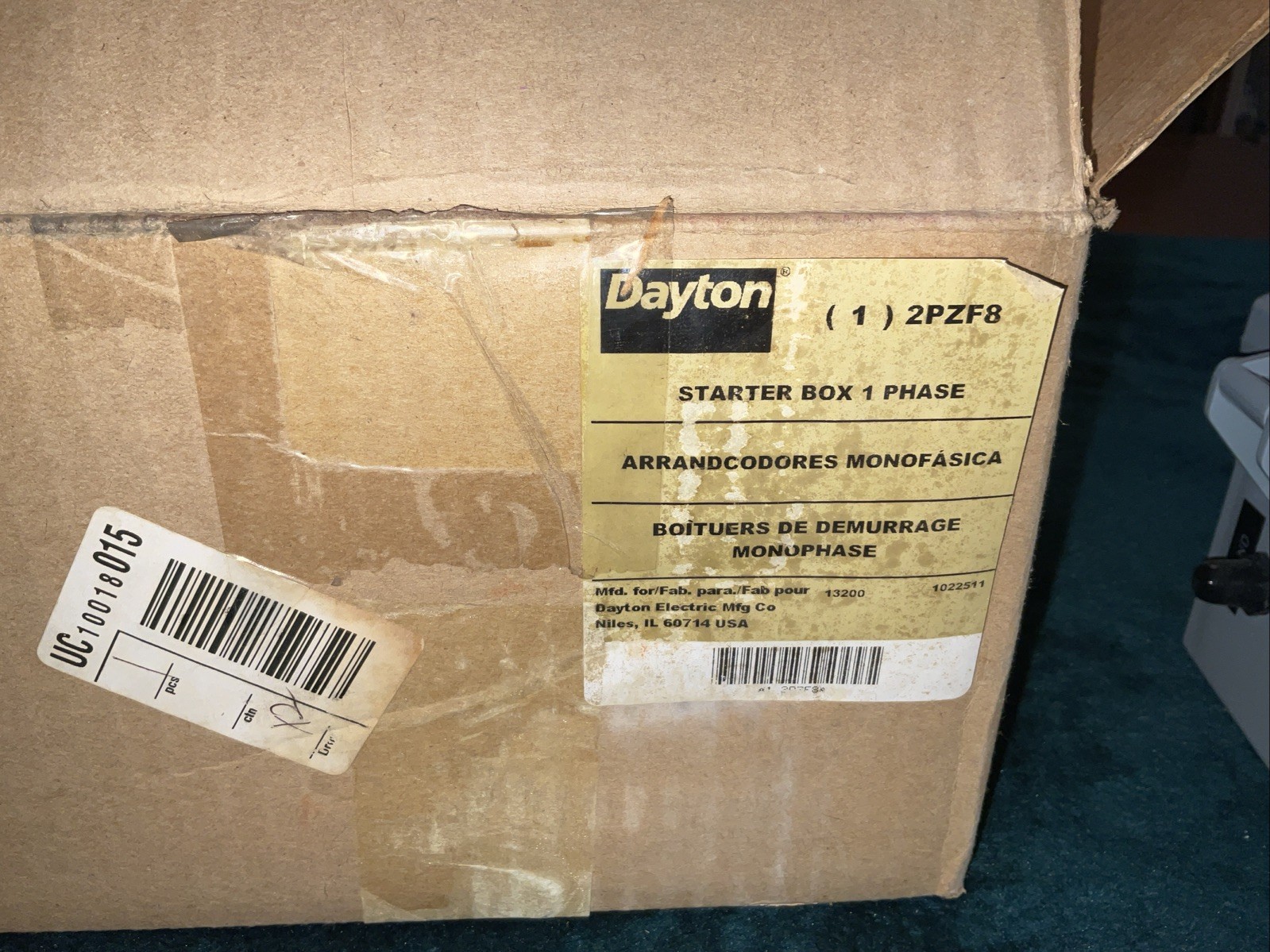 Dayton 2Pzf8 Motor/Pump Control Box, 1 Ph, 240V, 32 Amps