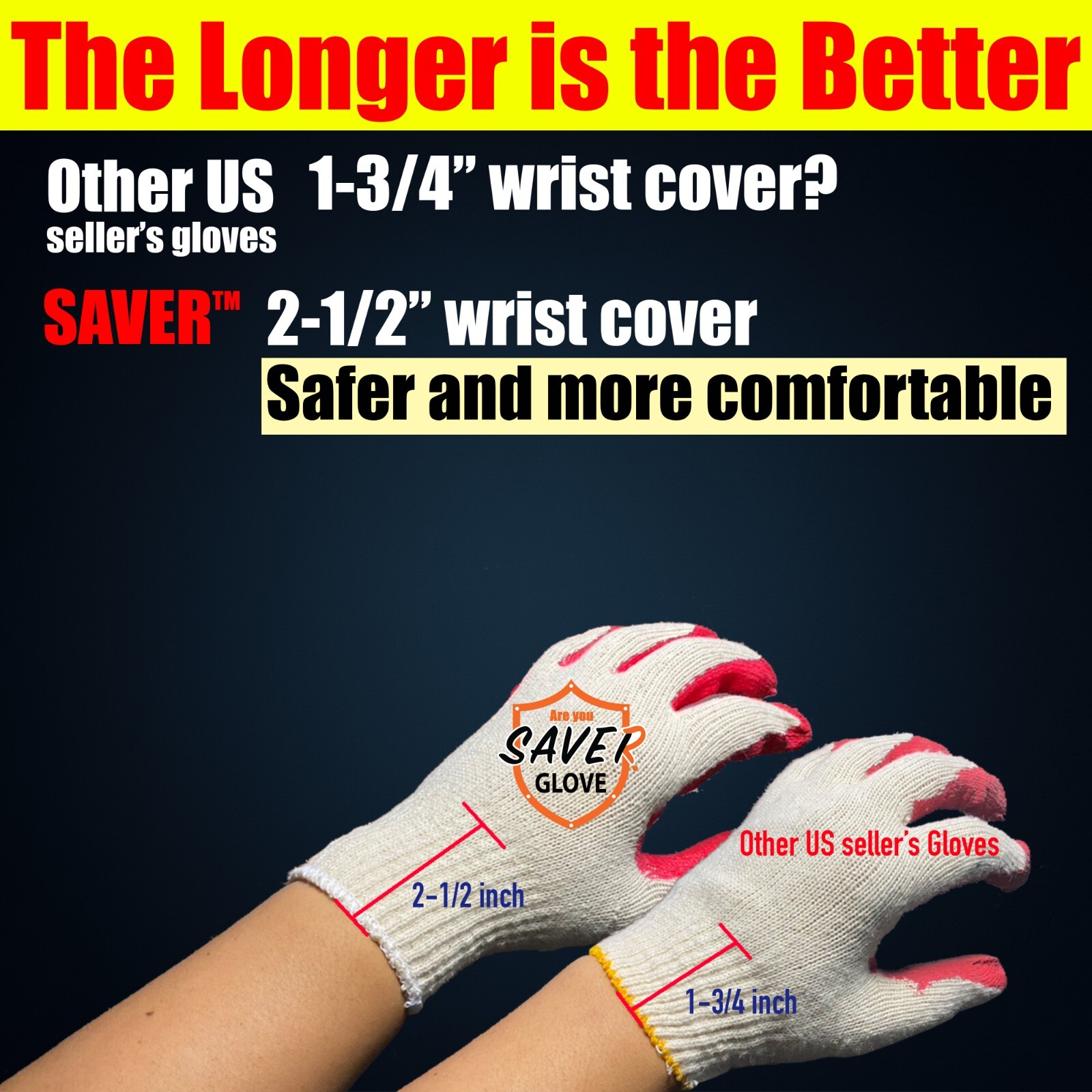SAVER Work Red Work Gloves HEAVY DUTY Palm coated Multi Purpose Gloves
