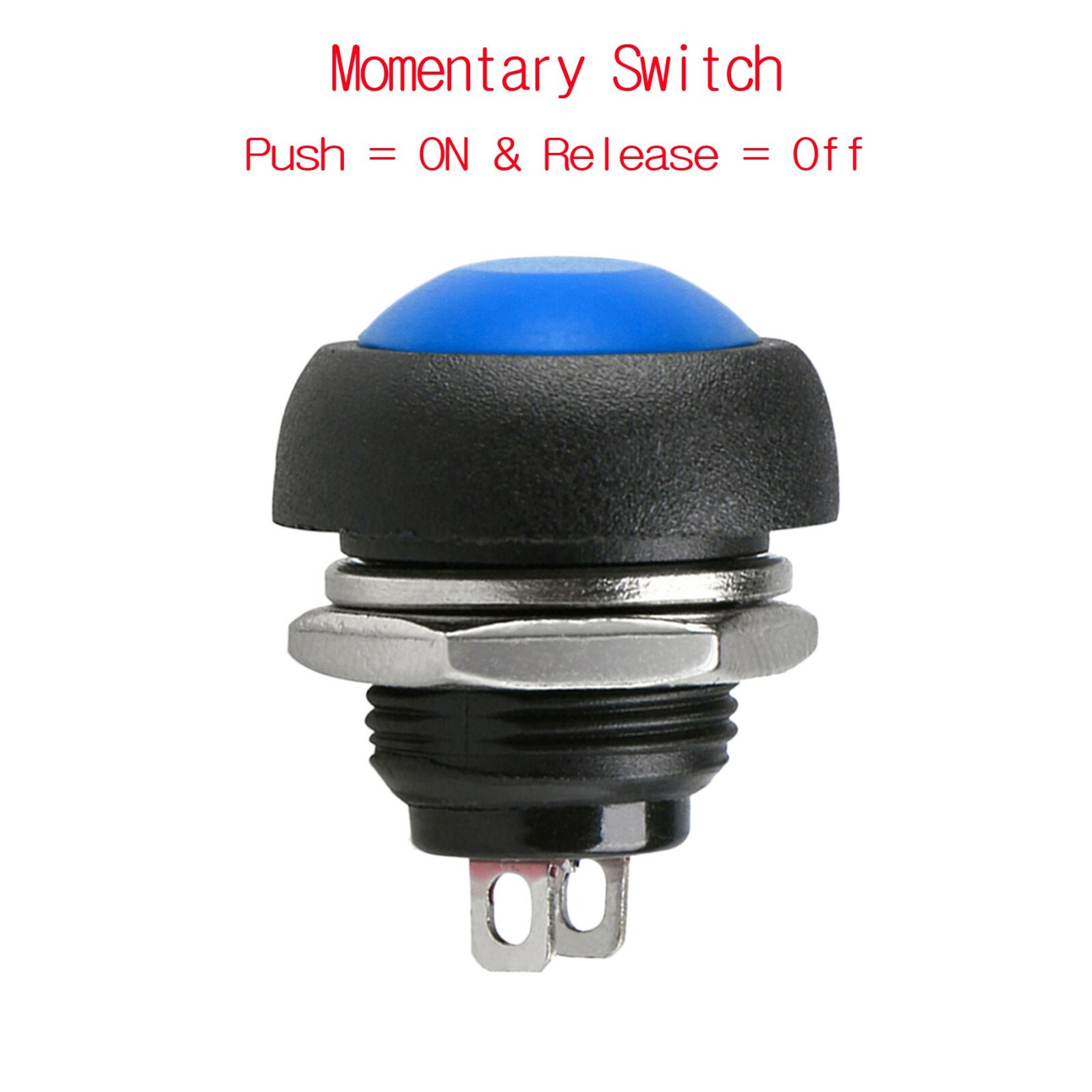 5X Black M4 12mm Waterproof Momentary ON/OFF Push Button Round SPST Switch