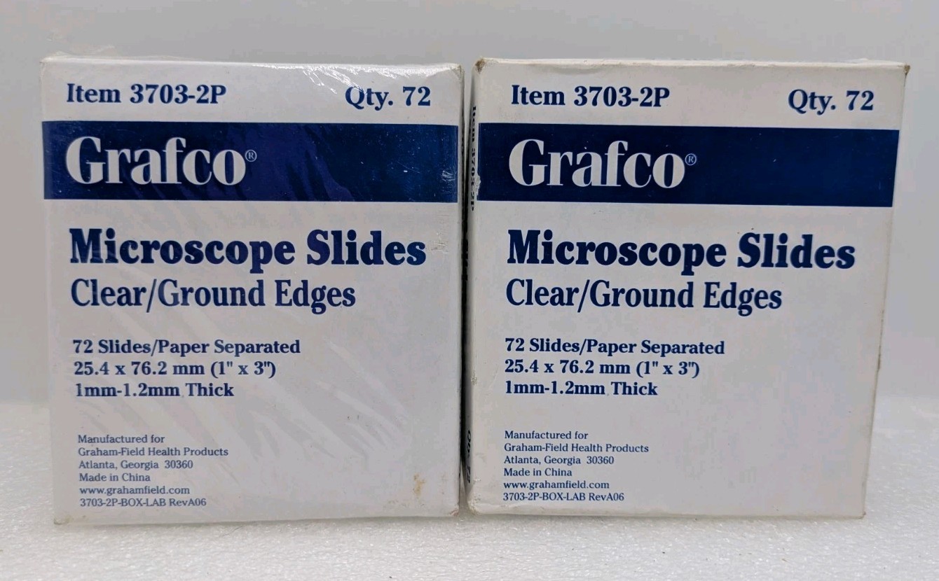 Grafco Microscope Slides 2 Boxes 72 & 60+ Paper Separated 25mmx75mm 3703-2P