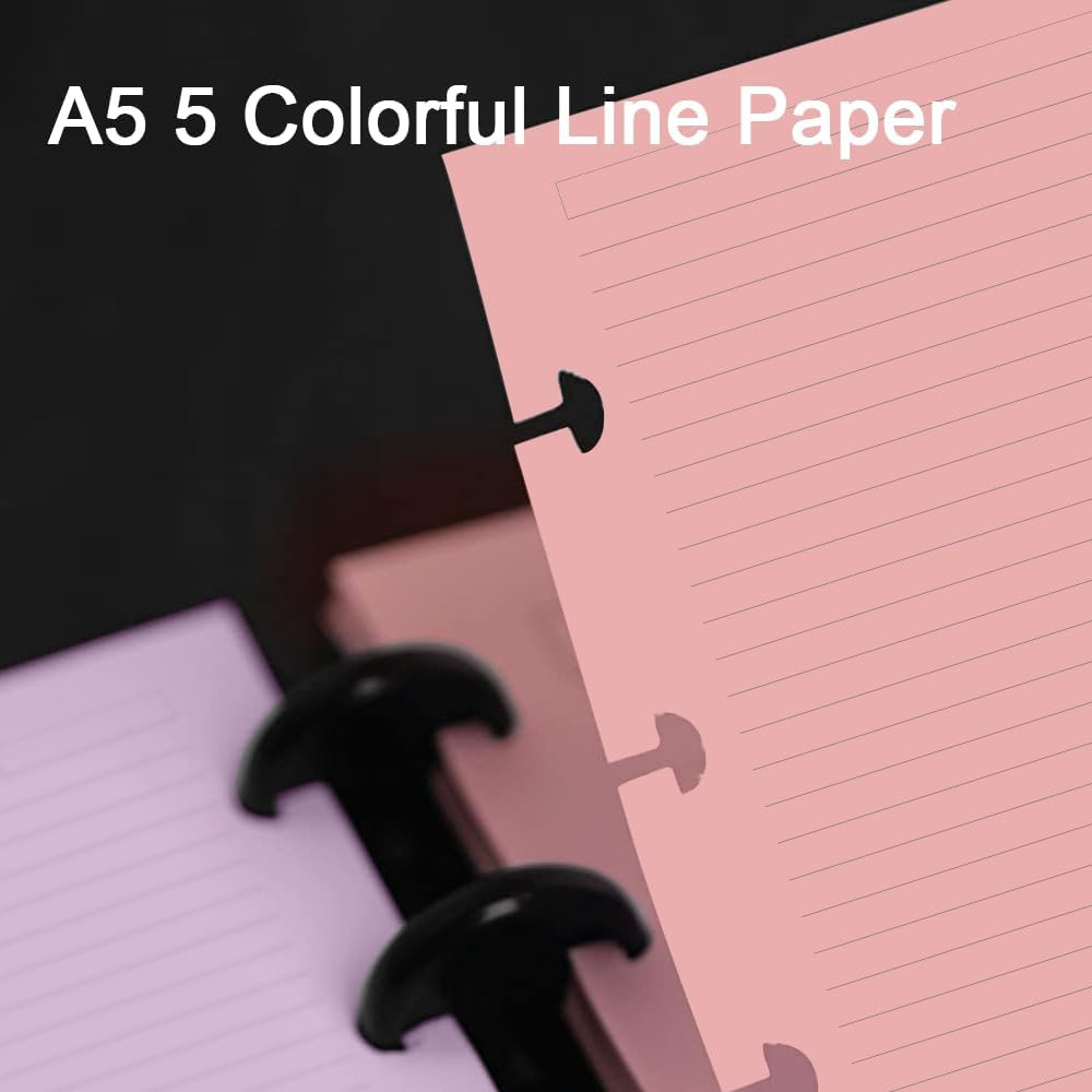 Junior Size TUL Discbound Lined Refill Paper, 8-Disc Disbound Insert, 5 Colors(2