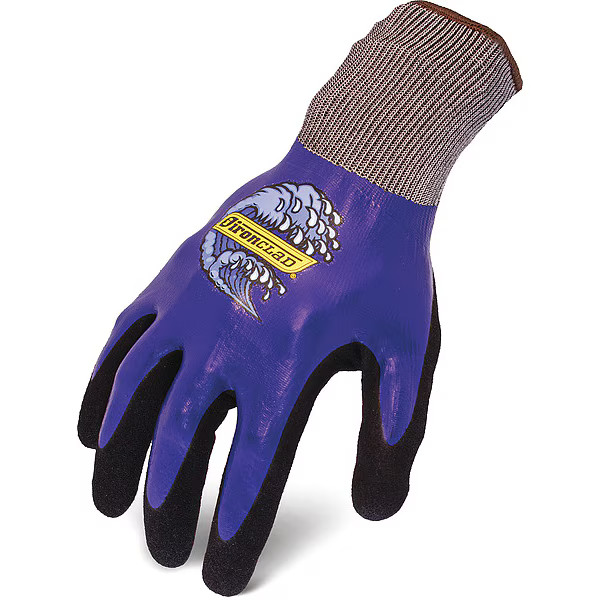 Coated Glove, Nitrile, Sandy, Palm and Fingers, Not Rated Abrasion Level,