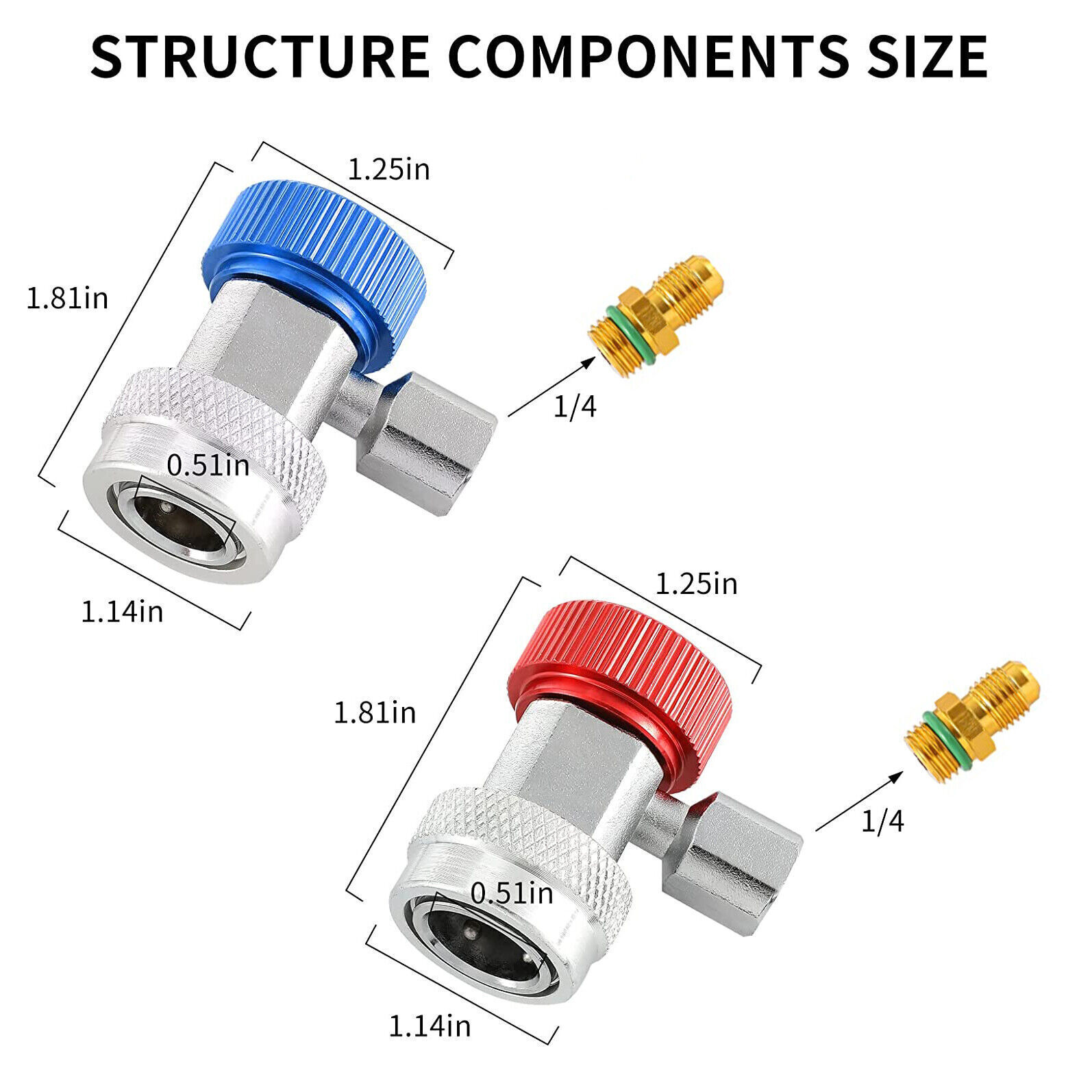 A/C Air Condition R134A Quick Coupler Connector Adapter High Low Side SAE HVAC
