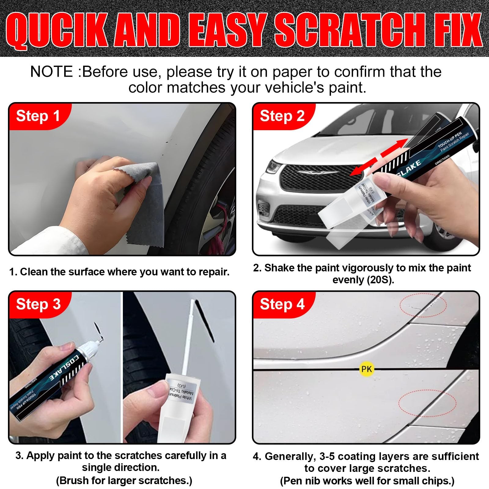 COSLAKE Car Touch Up Paint(Red Carpet(D4)) for LINCOLN, Car Paint Scratch Rep…