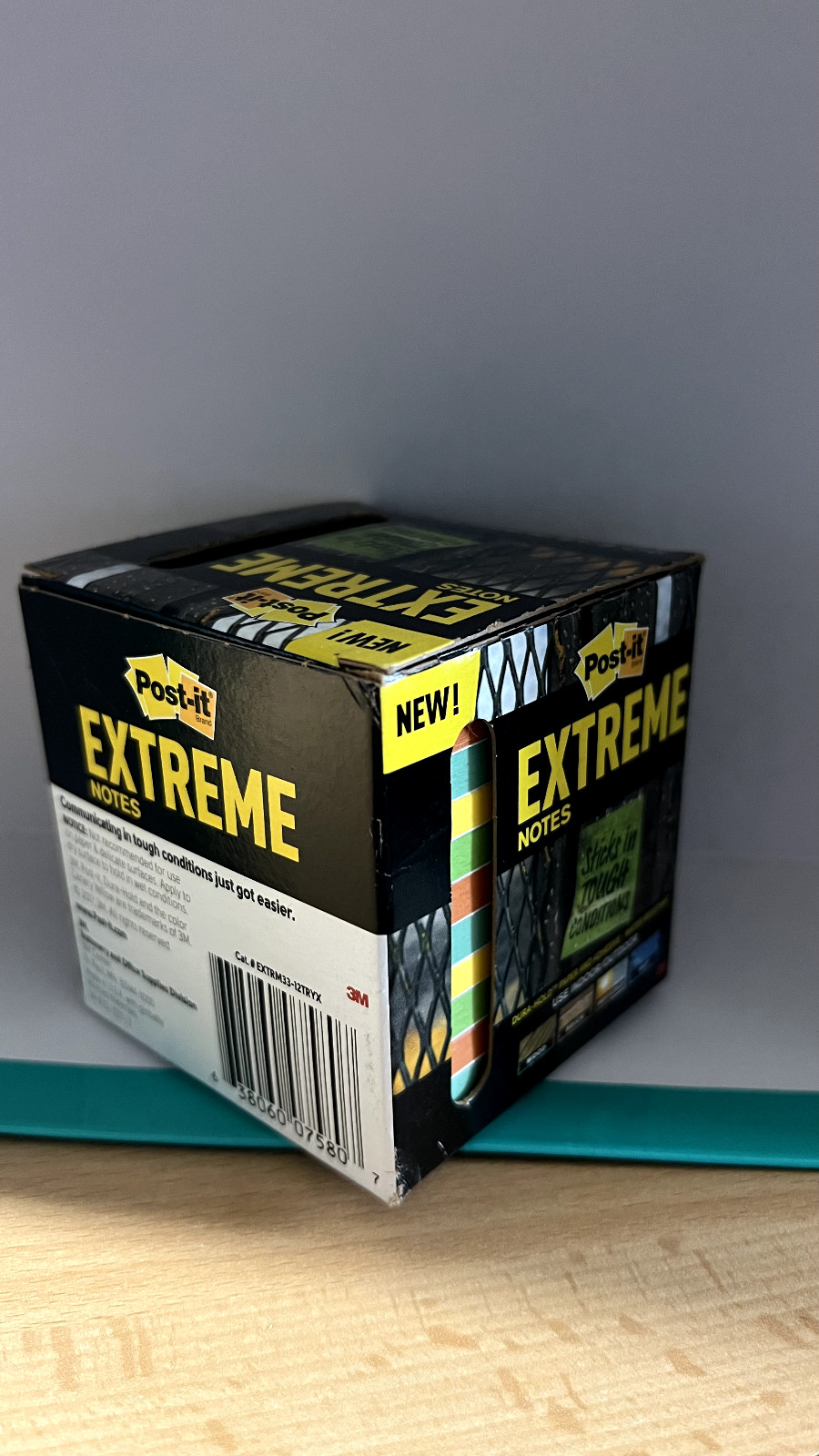 NEW POST IT EXTREME NOTES 3X3 DURA HOLD PAPER AND ADHESIVE WATER RESISTANT 12PK