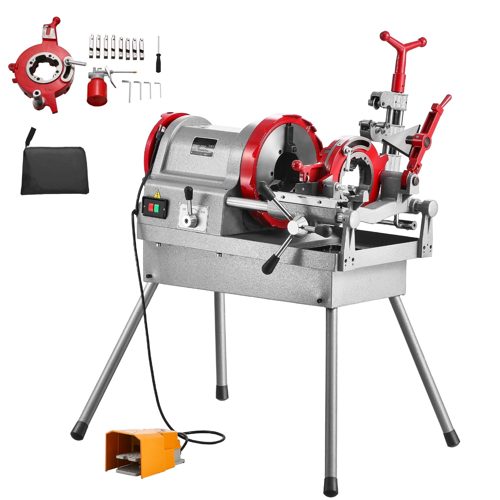 Electric Pipe Threader Machine 900W 2-Speed Threading Cutter for 1/2″ to 4″ Pipe