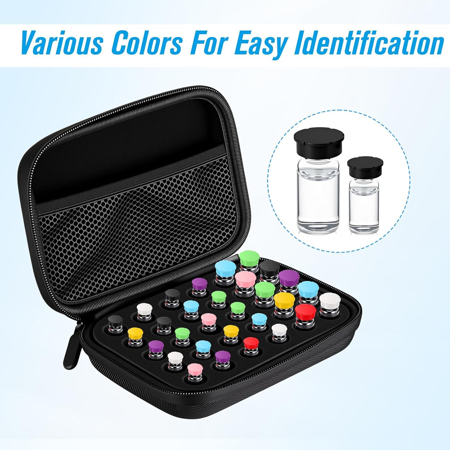 18 Pack Glass Vial Protective Vial Caps 3Ml & 5-100Ml Reusable Peptide Vials Cov
