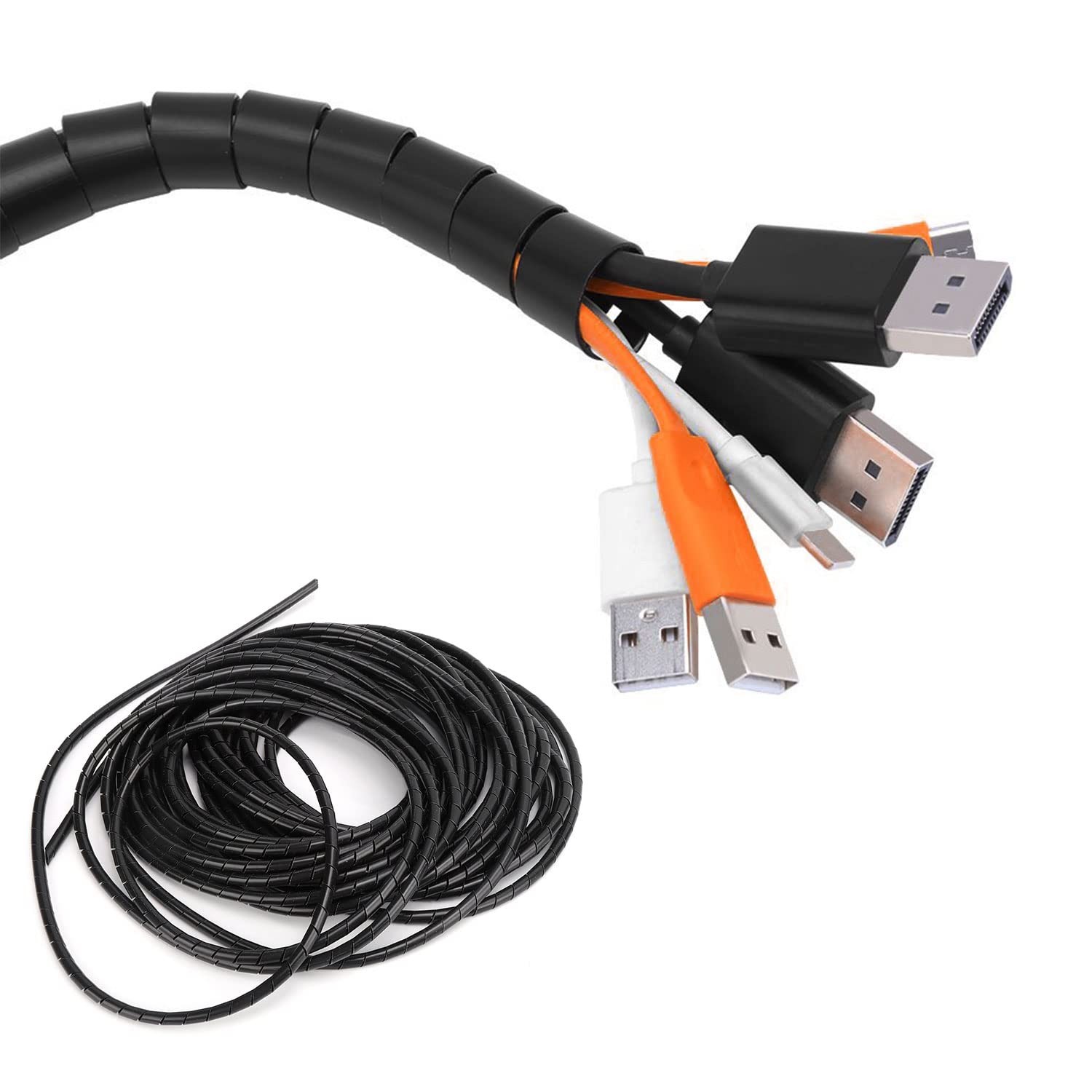 Spiral Cable Wrap – 45 Ft 5/16″ Spiral Wire Wrap Cord Covers Bundle Sleeve Hose