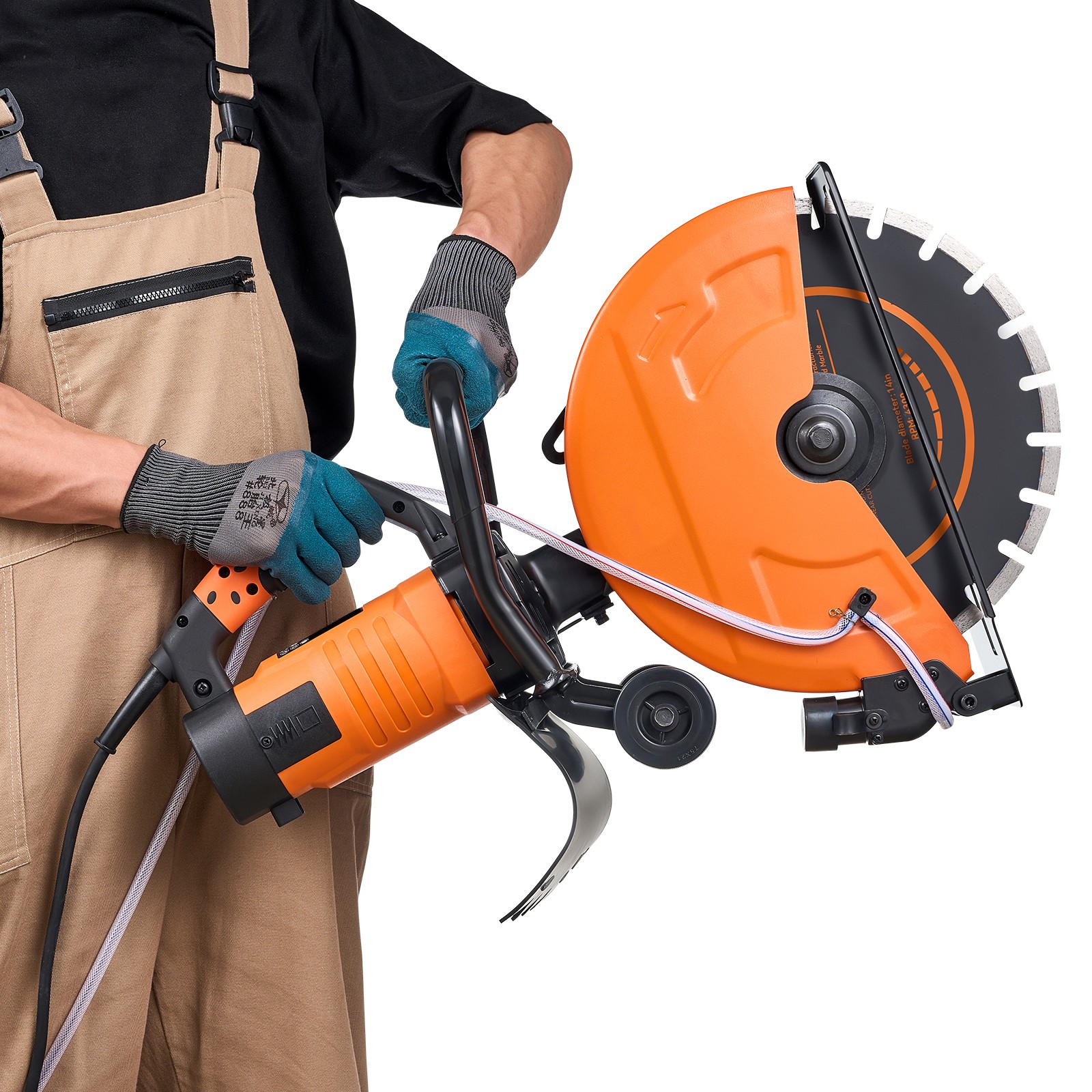 VEVOR 14» Electric Concrete Saw Wet/Dry Saw Cutter with Water Pump and Blade
