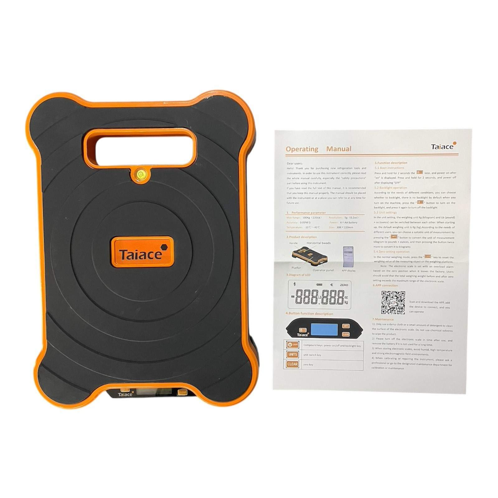 Electronic Refrigerant Scale Digital Charging Freon 100kg/220lb