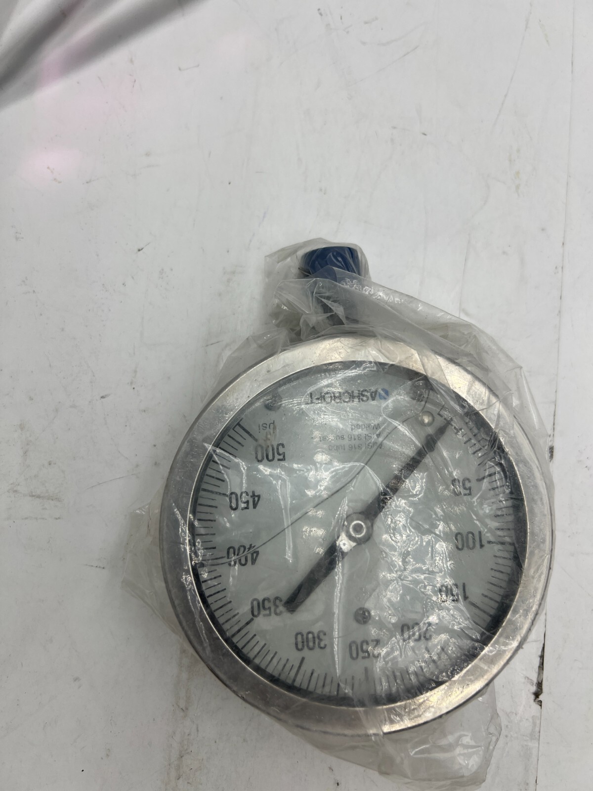 Ashcroft Pressure Gauge 0-500 PSI Aisi 316 Tube Socket Welded Heavy Duty Silver