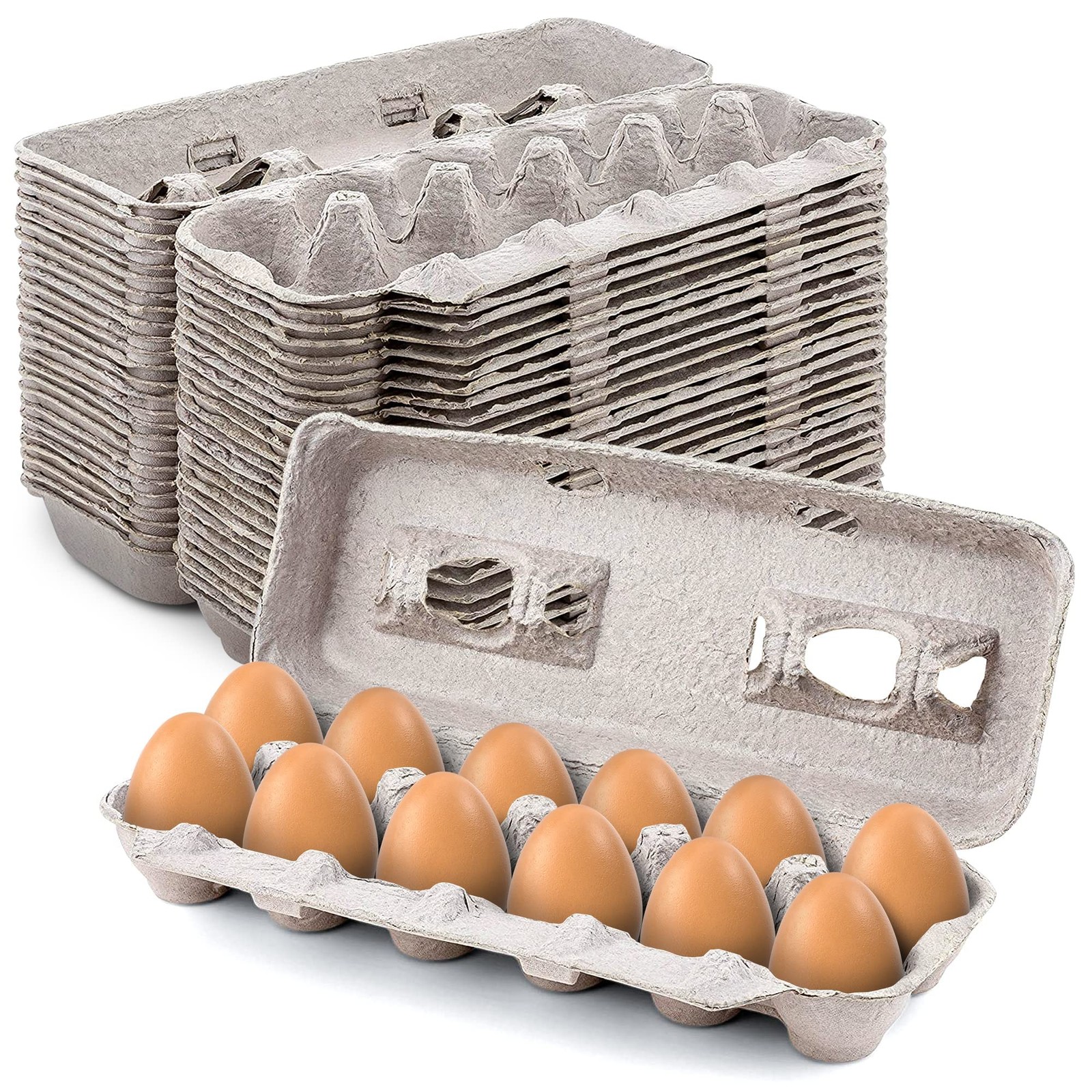 Natural Pulp Egg Cartons Holds 12 Eggs 11.5″ X 4.2″ X 1.25″ – Recycled Material