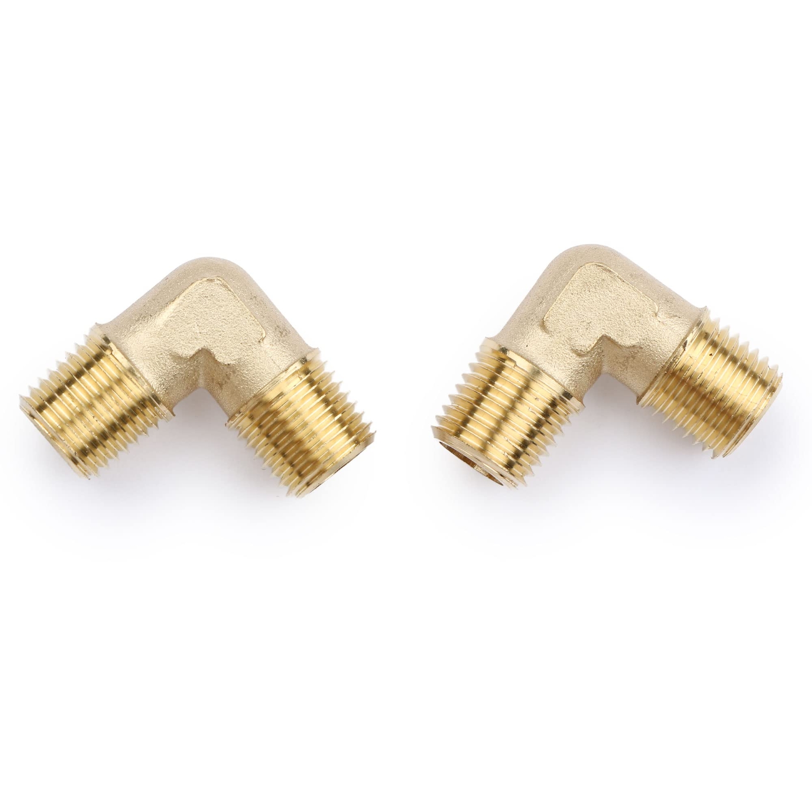 U.S. Solid 90 Degree Elbow Brass Fitting NPT 1/4″ Male x 1/4″ Male, 2pcs