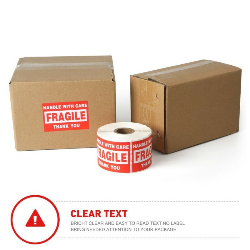 5000 Fragile Stickers 2×3 Handle with Care Thank You 500 / Roll Warning Labels