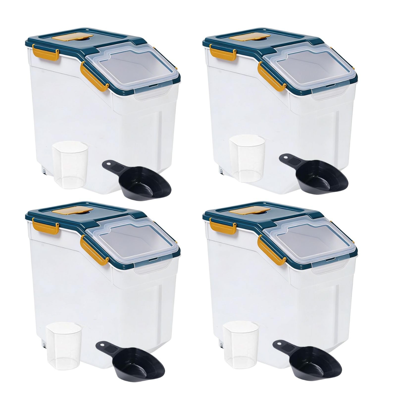 Saim 4Pack 25lb Dark Blue Flour Storage Container with Wheels, Scoop
