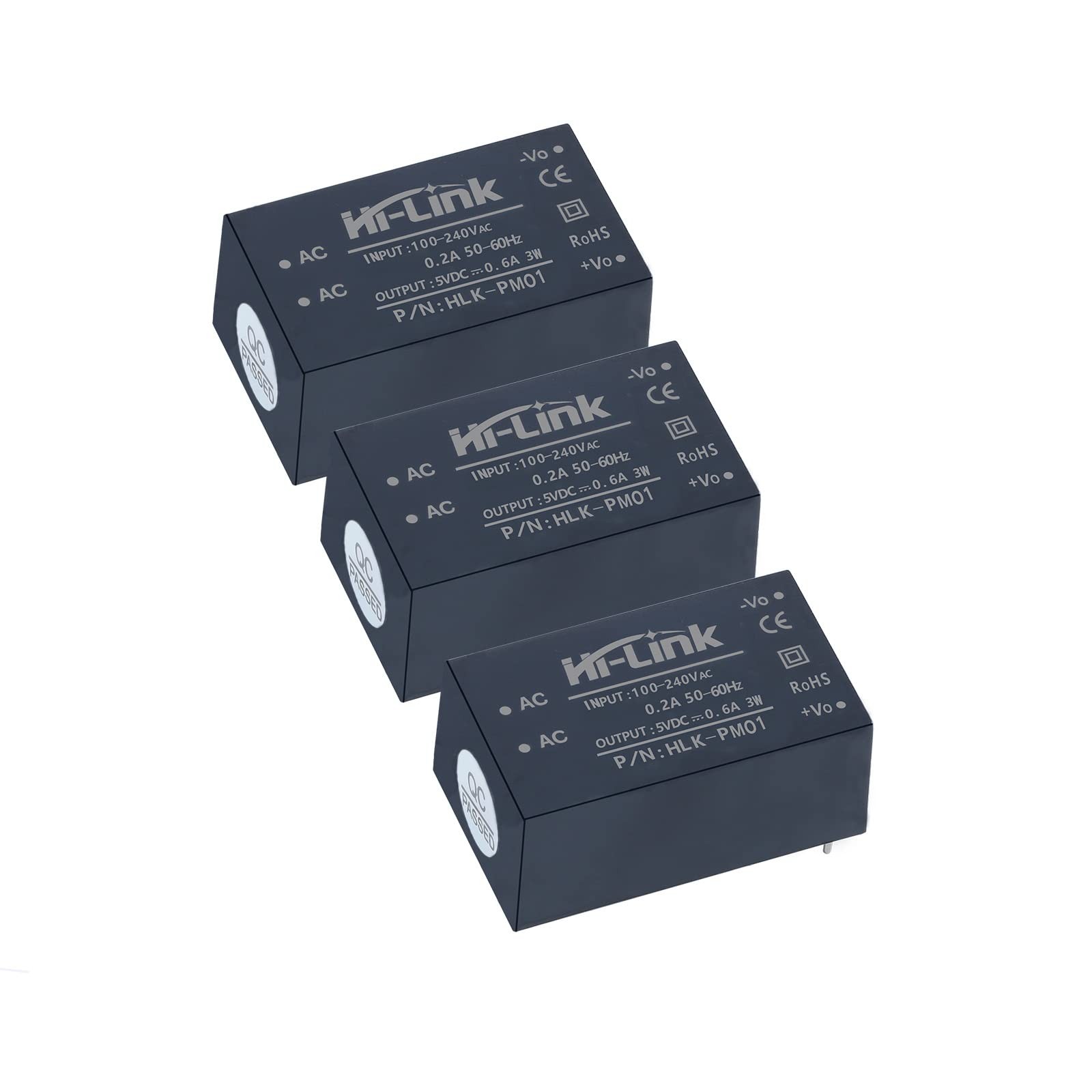 Mini Step-Down AC-DC 220V to 5V 3W Power Supply Module 3 Pack Isolated for DIY