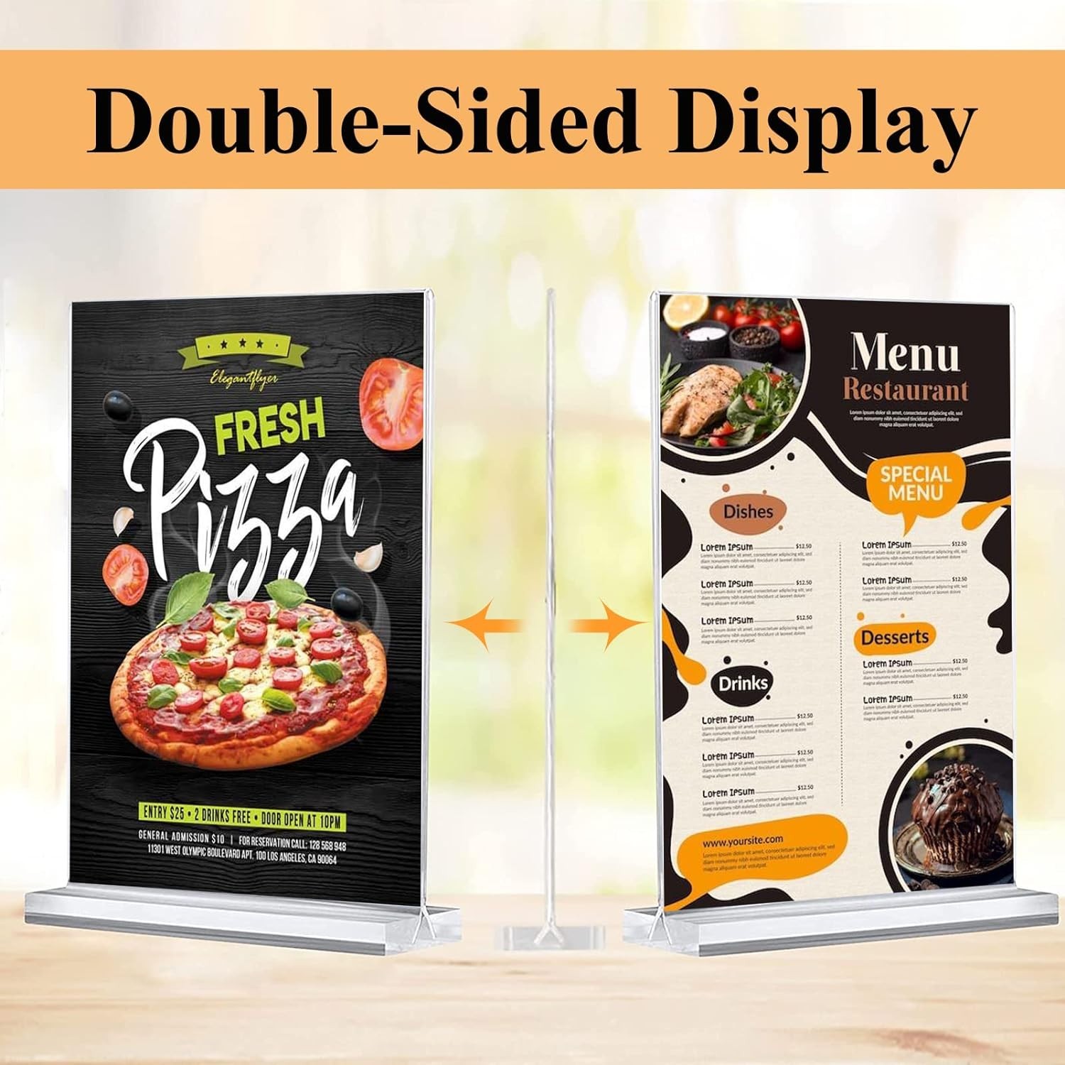 Versatile Double-Sided Acrylic Sign Holder 8.5×11 – Perfect for Events, 6 Pack