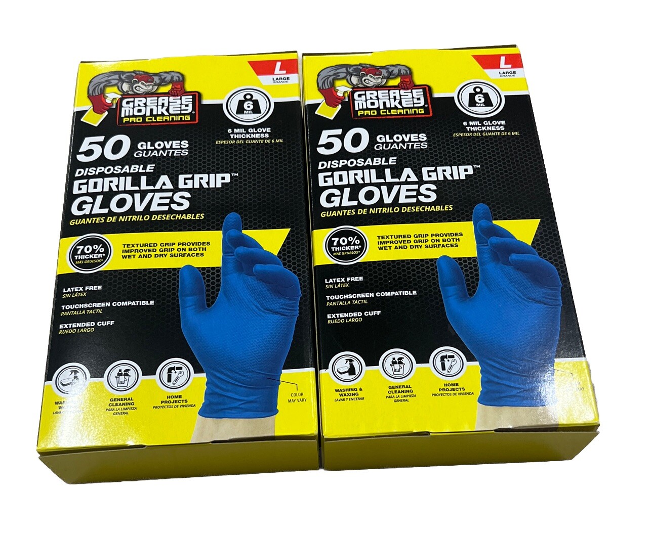 GREASE MONKEY Pro Cleaning Disposable Nitrile Gloves, Size Large, (100 PACK)