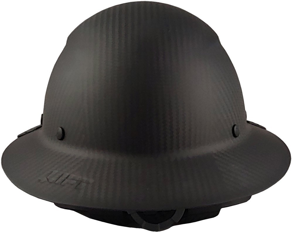 DAX Actual Carbon Fiber Full Brim Lift Safety Hard Hat – Matte Black