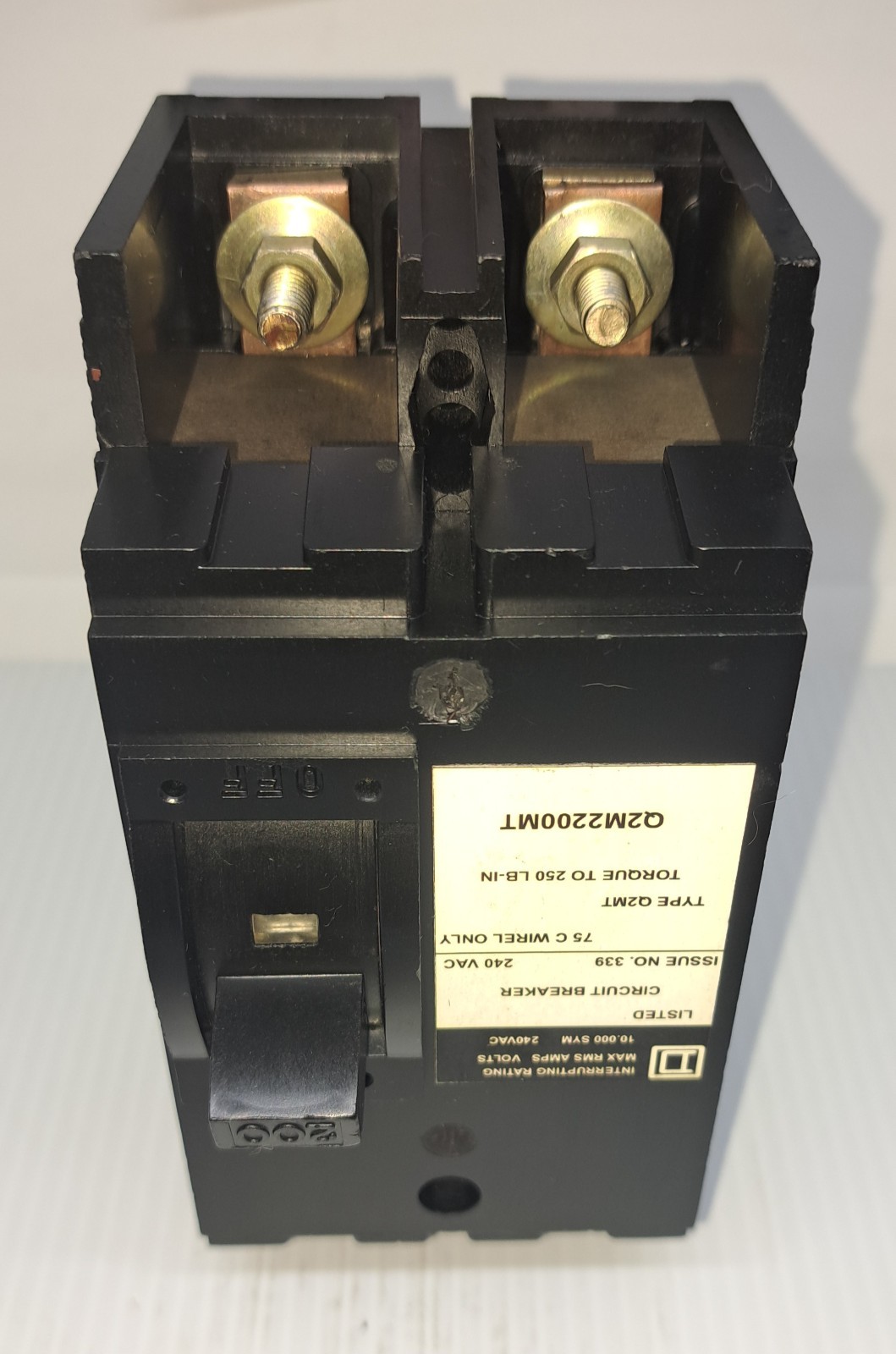 Square D Q2M2200MT 200 Amp 2 Pole 240V Main Circuit Breaker Type Q2MT NEW
