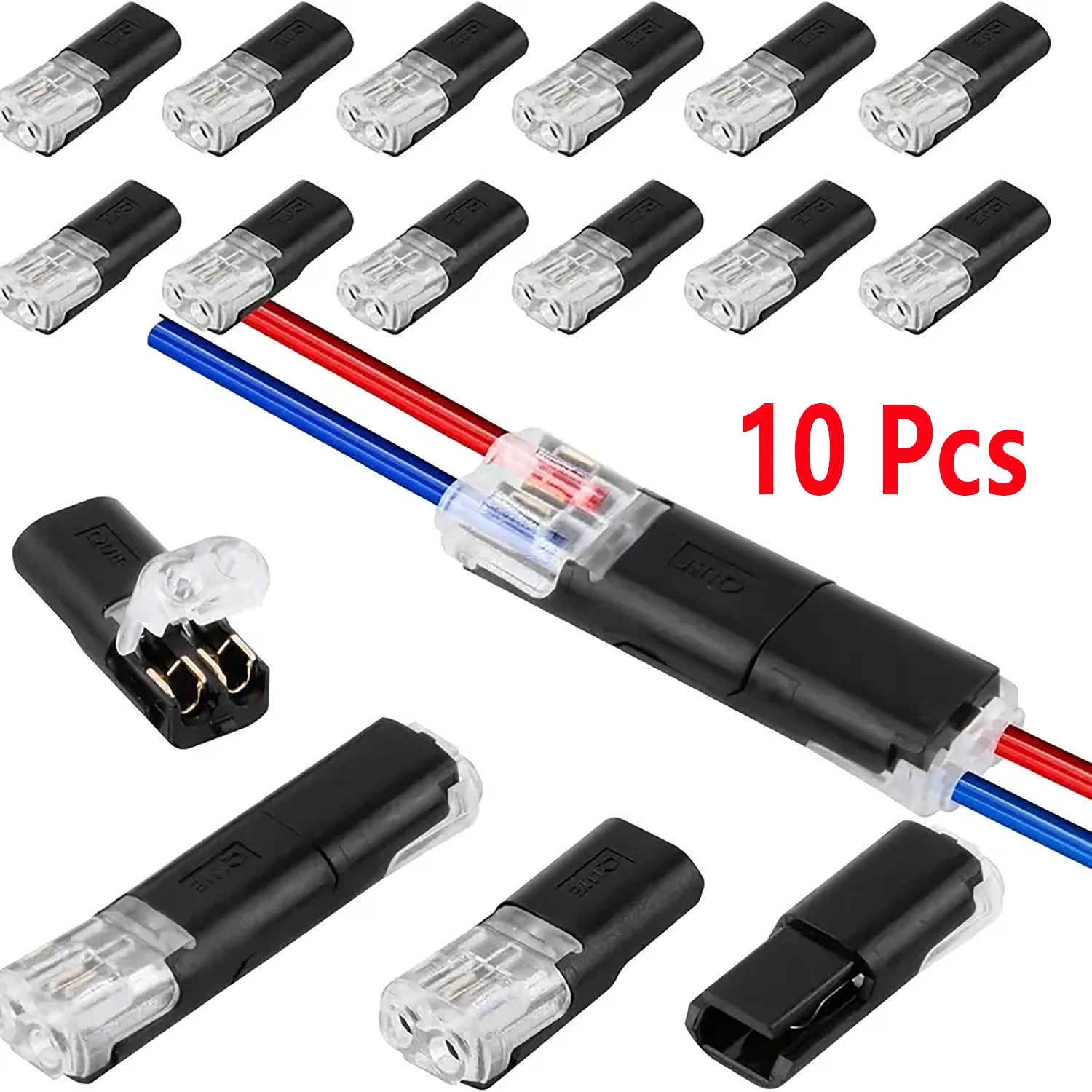 200pcs Double-Wire Plug-in Connector, Cable Clamp with Locking Buckle, AWG 18-22