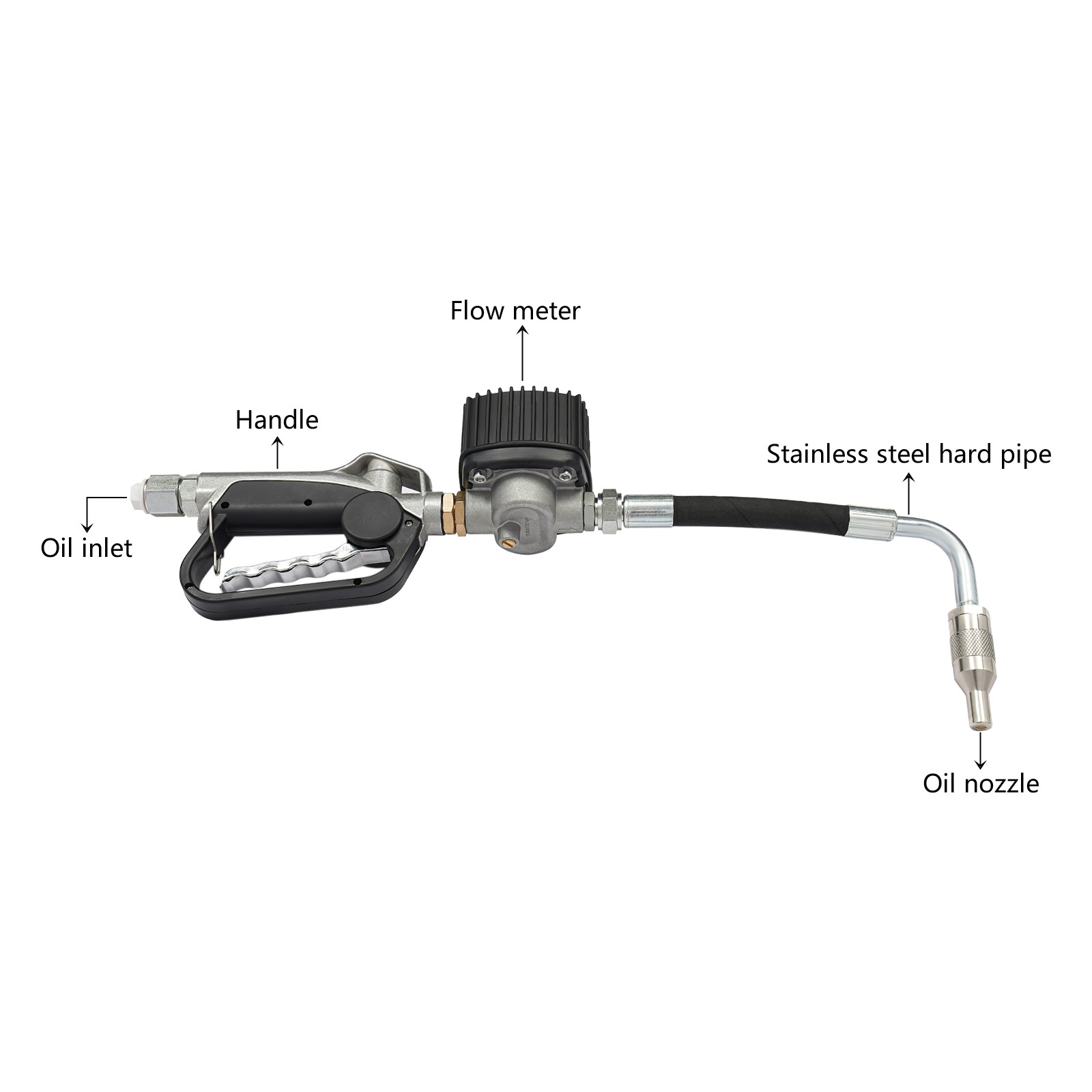 1/2» Oil Control Valve Meter Nozzle Aluminum Alloy Oil Dispensing Gun 1-30L/min