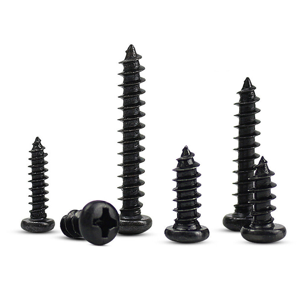 M2 M2.3 M2.5 M3 M4 Black Steel Phillips Pan Head Self Tapping Screws Wood Screw