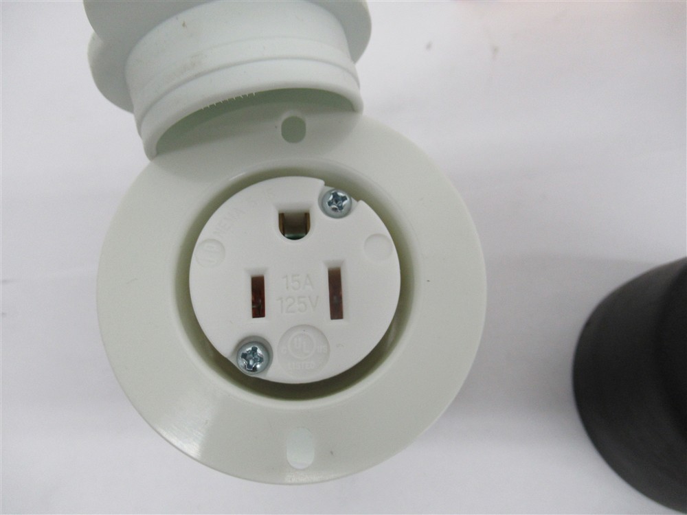 Journeyman Pro HJP-5279WH , 15 AMP – 125V Flanged Power Outlet Receptacle Plug