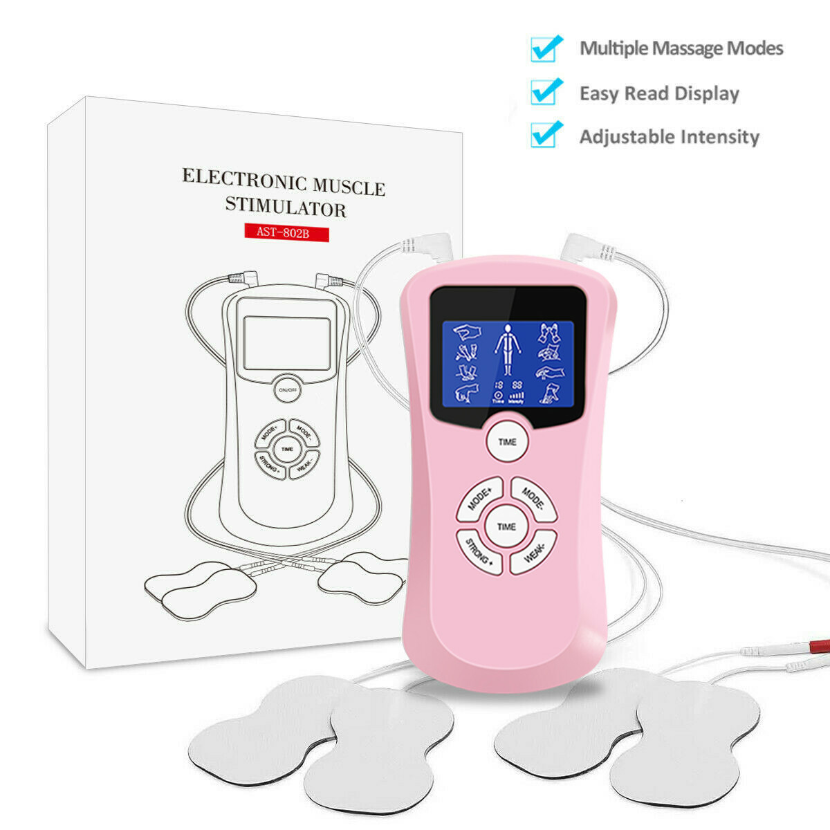 Electric Pulse Massager TENS Unit Machine EMS Muscle Stimulator for Pain Relief
