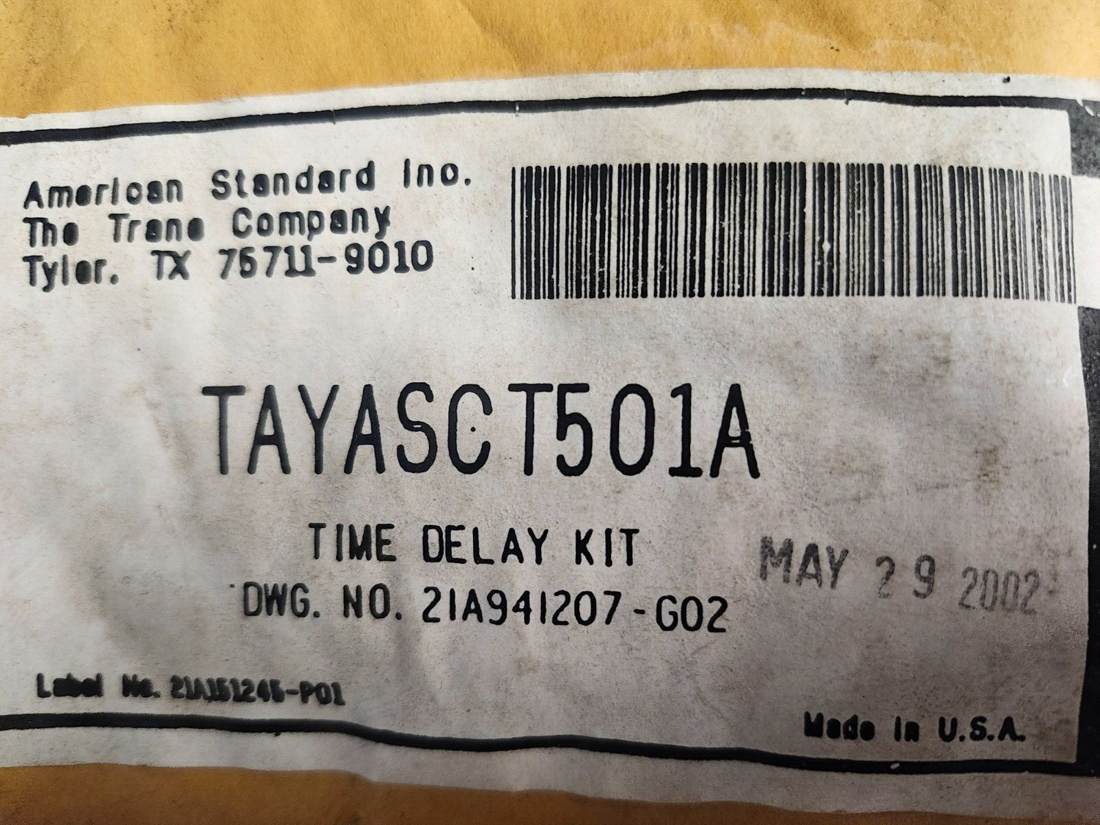 Trane American Standard Time Delay Kit TAYASCT501A