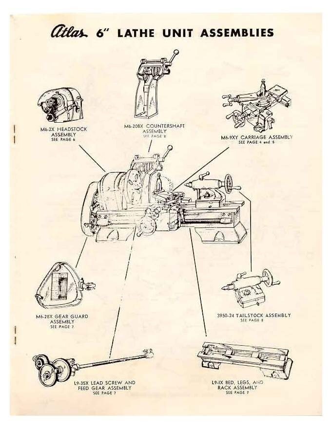 618 Back Geared Screw Cutting Lathe Operator & Parts Manual Fits Atlas 6 inc