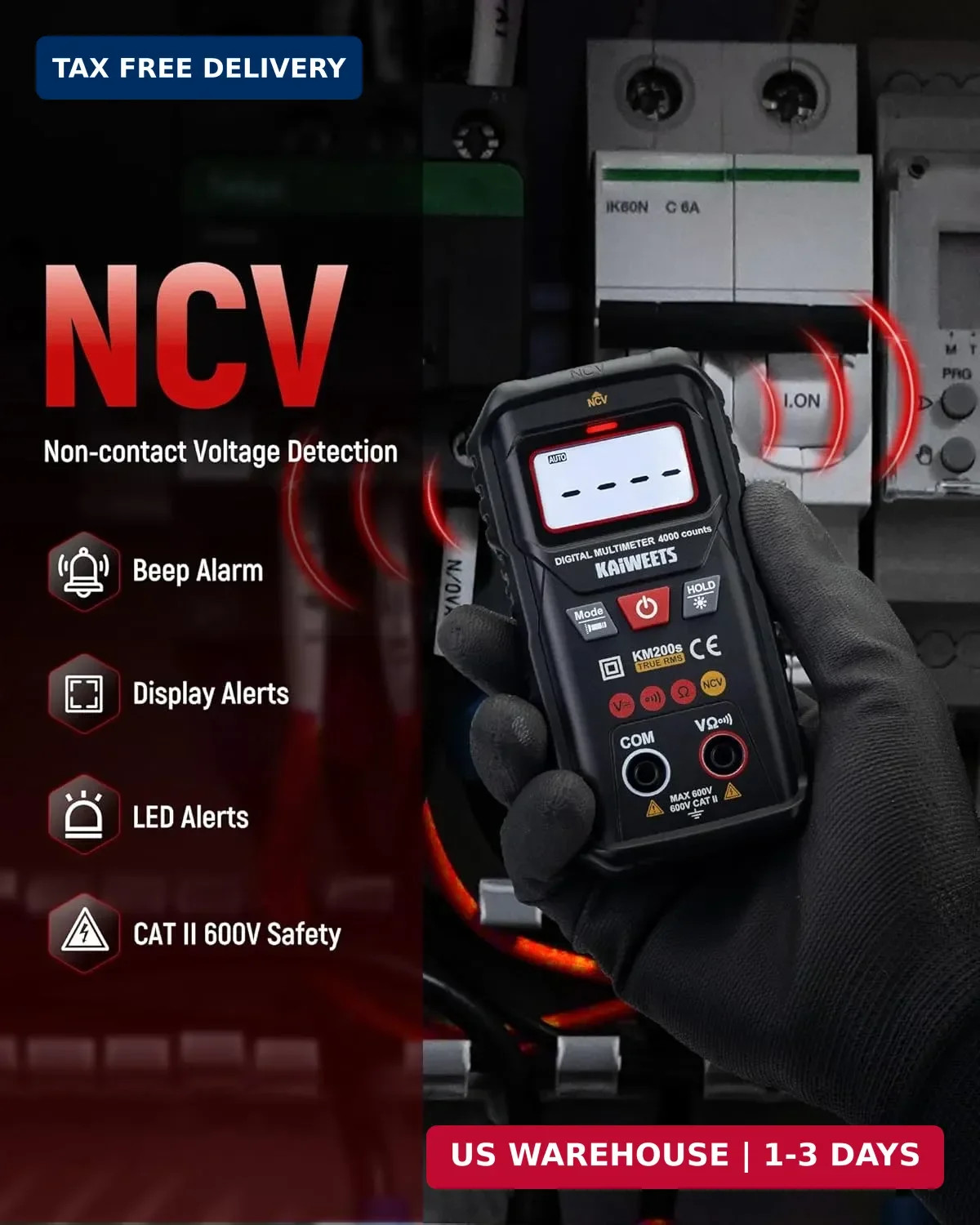 KAIWEETS KM200s Smart Digital Multimeter True RMS, 4000 Counts, Auto Ranging Vol