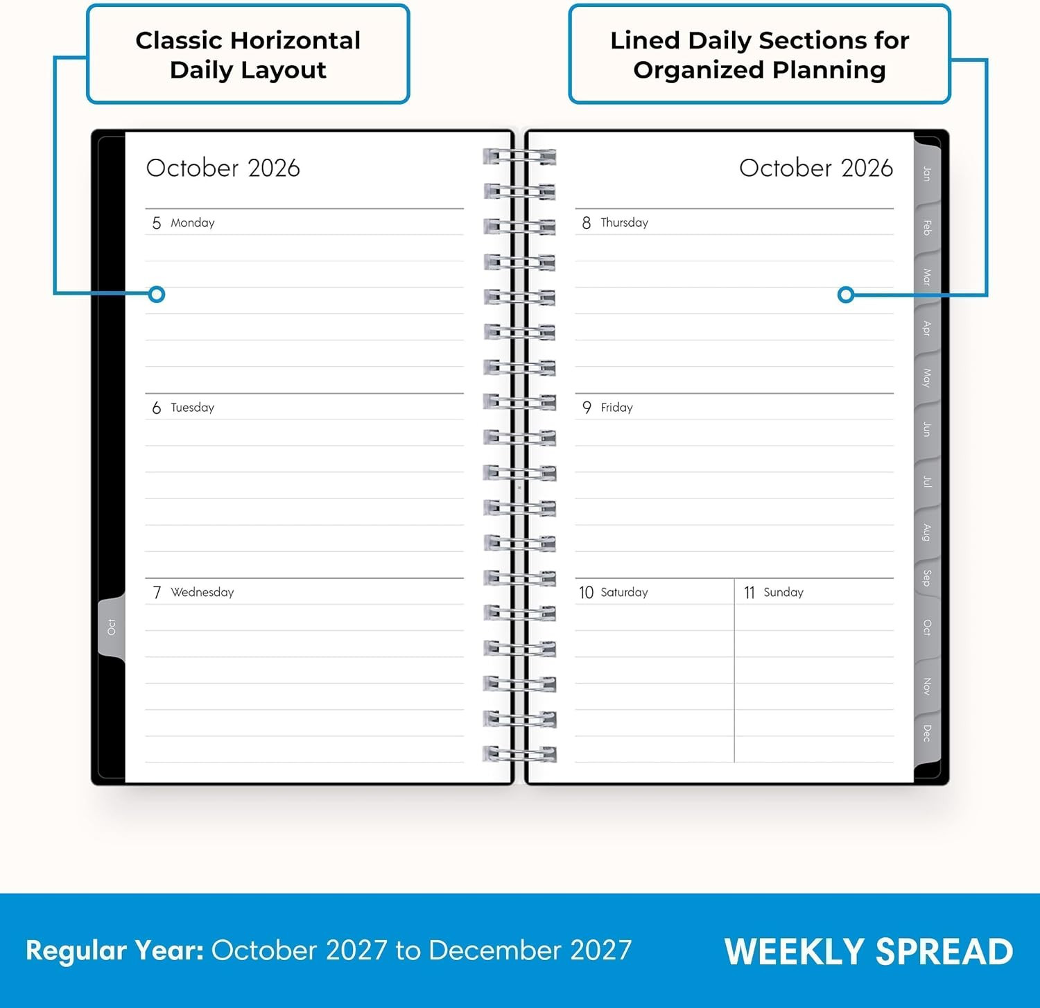 2027 15-Month Weekly and Monthly Mini Planner Calendar, Includes October 2026 –