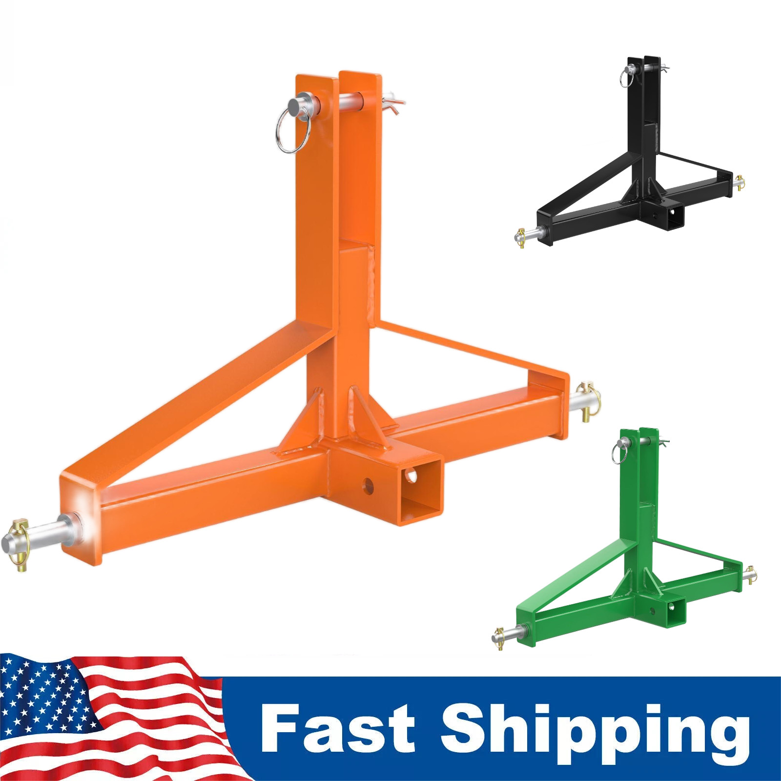 3 Point Hitch 2» Trailer Receiver Hitch Tow Drawbar Category 1 Tractor Adapter
