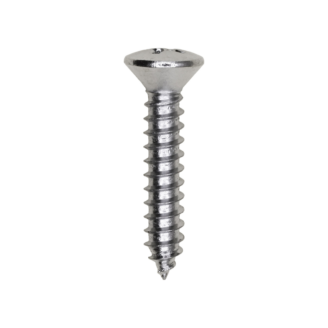 Auveco 2731, #10 X 1 Phillips Oval Head Tap Screw Chrome, Pack Size: 100