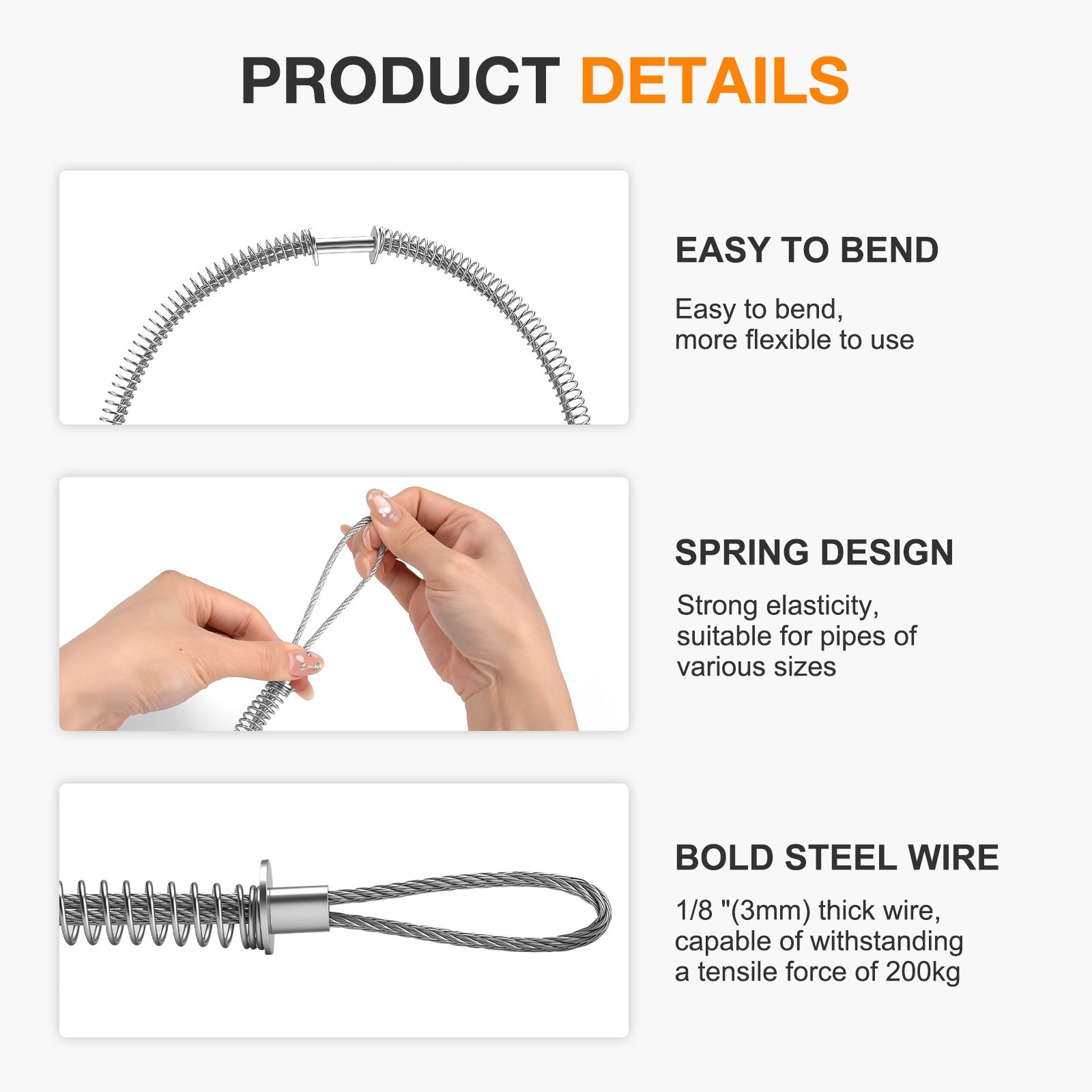 1/8″ x 20″ Hose Whip Safety Cable Heavy Duty Whip Check for Hydraulic Line Home