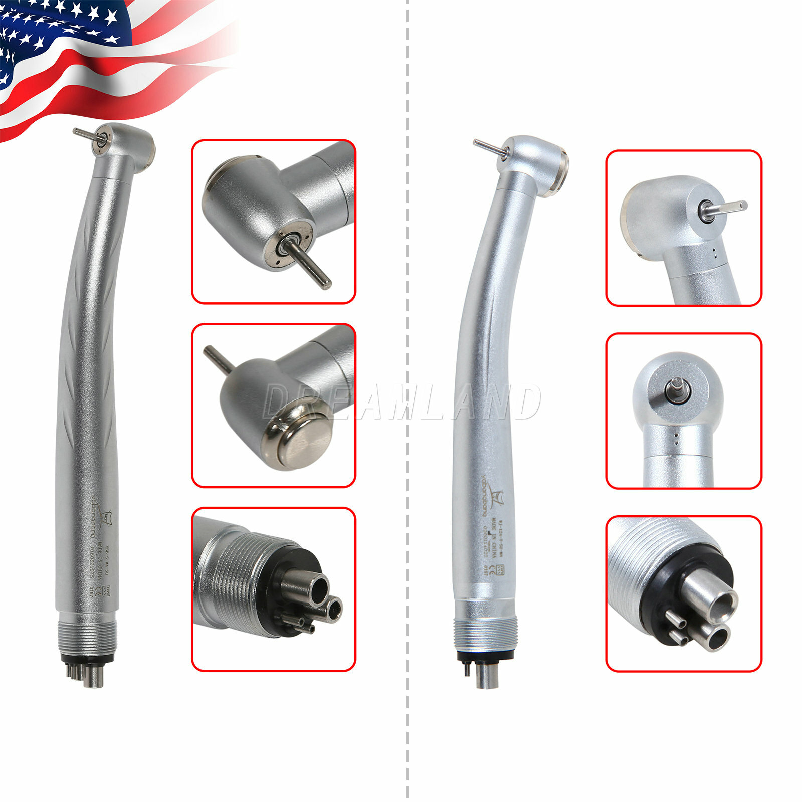 Dental High Speed (LED) Handpiece Push Single/Triple Way Spray 4 Holes e’r