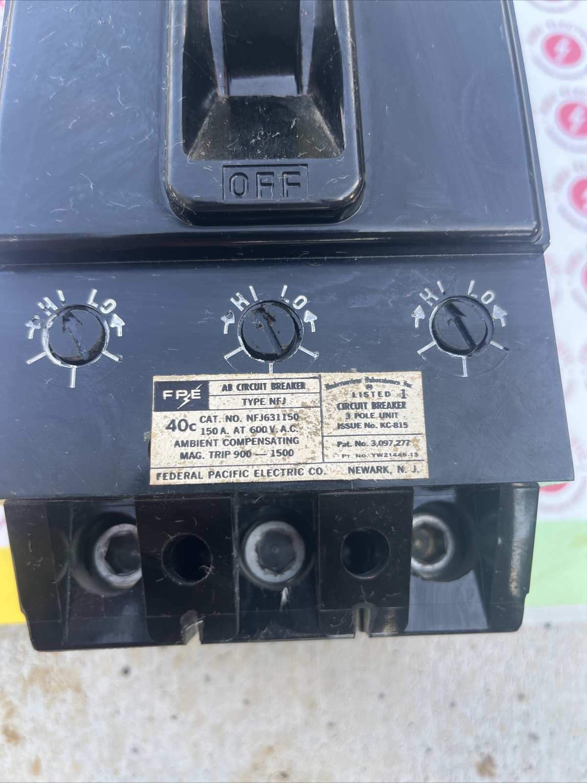 FPE Federal Pacific NFJ631150 Circuit Breaker 150A 3P 600V Type NFJ 150 Amp