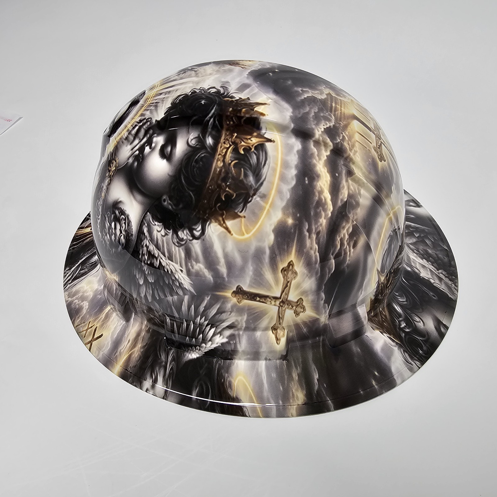 full brim hard hat custom hydro dipped IN JESUS WITH CHERUBS LIVE IN THE LIGHT