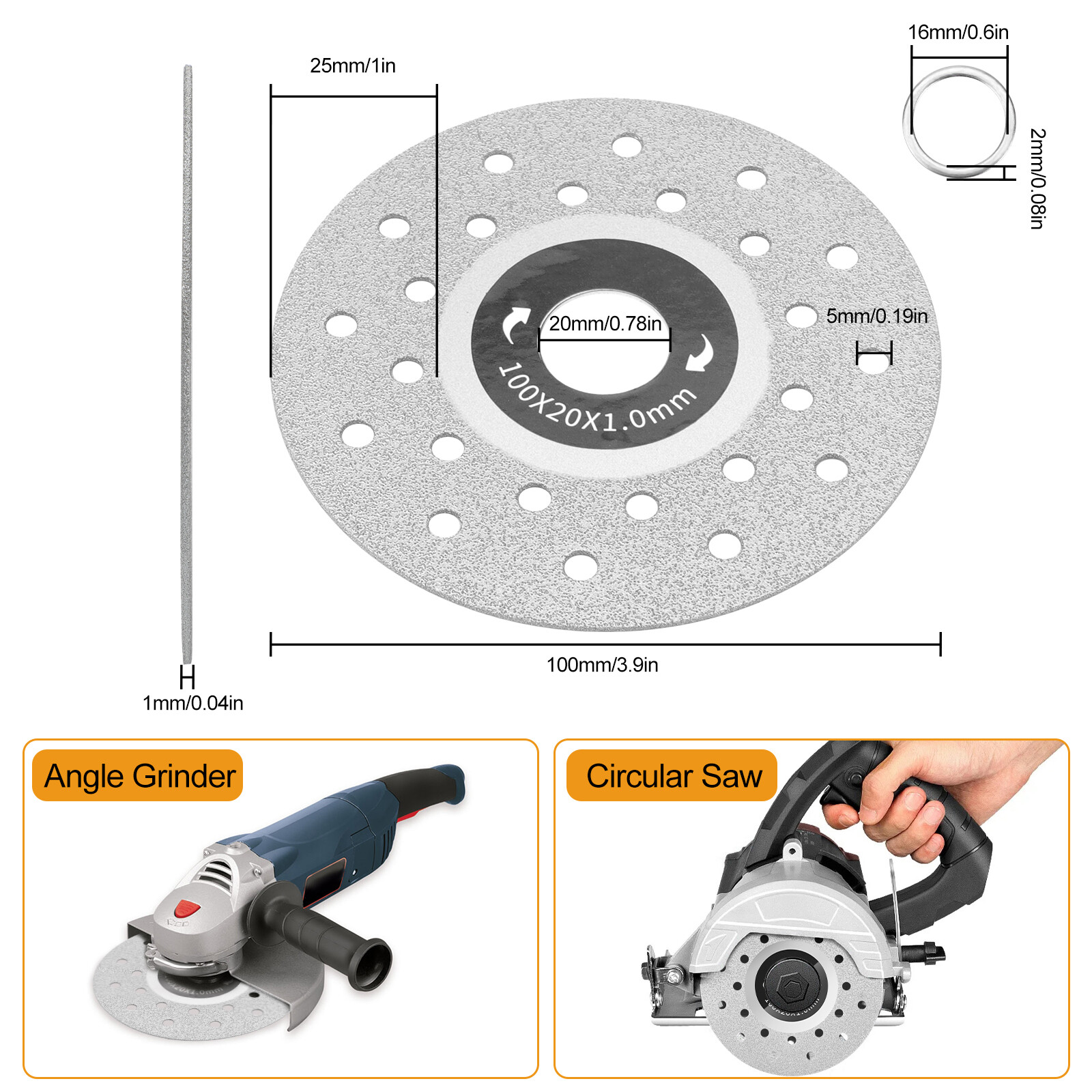 6PCS 4″ Rock Slab Grinding Disc Diamond Tile Cutting Saw Blade for Angle Grinder
