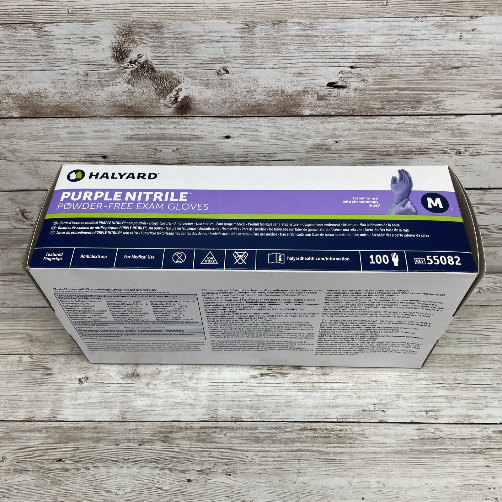 1 Box HALYARD PURPLE NITRILE EXAM GLOVES Powder-Free Size: MEDIUM Exp: 4/2027